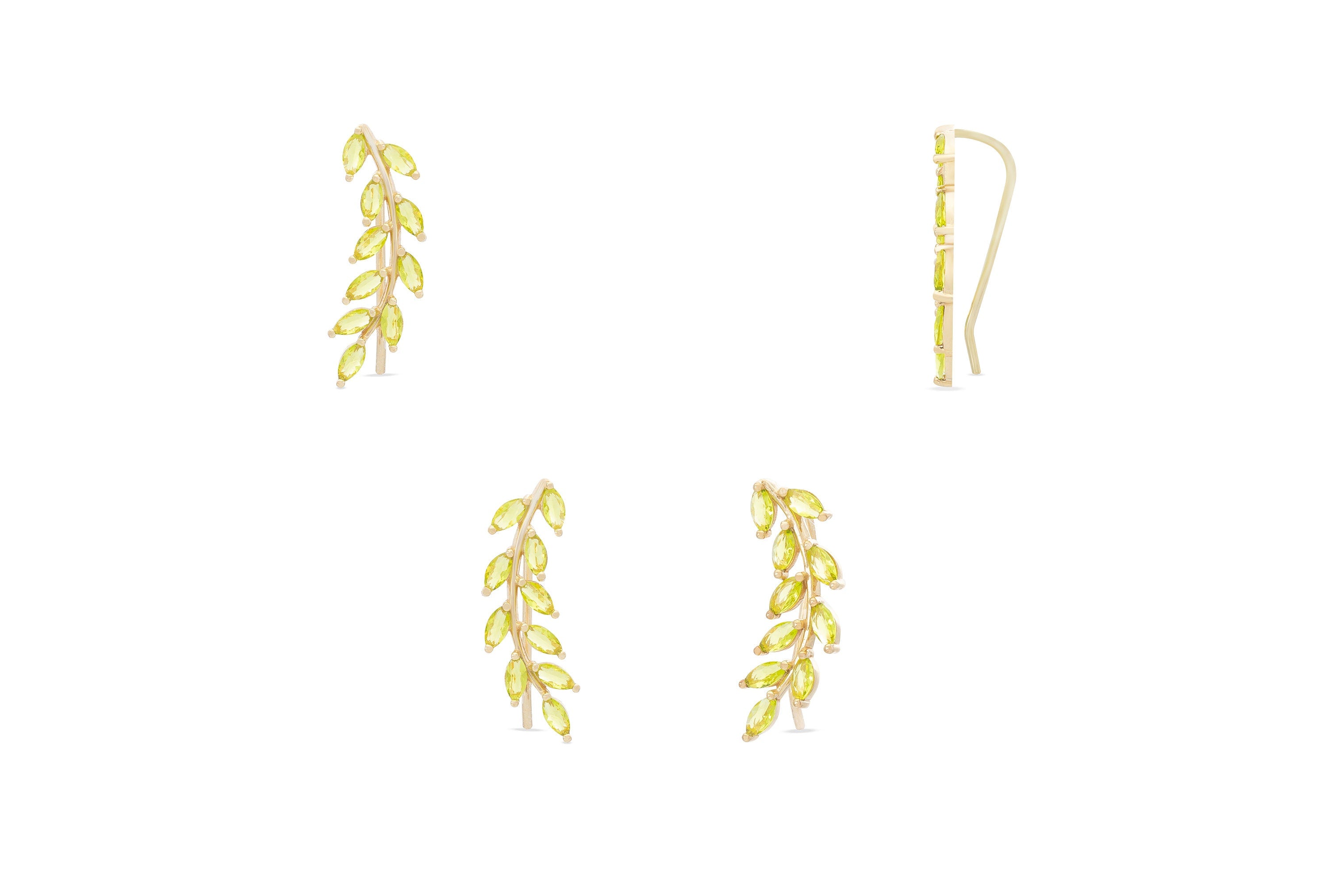 Peridot Earring Climber / Marquise Ear Crawlers Earrings / Ear Climber Earrings / Bridesmaid Gift / August Birthstones