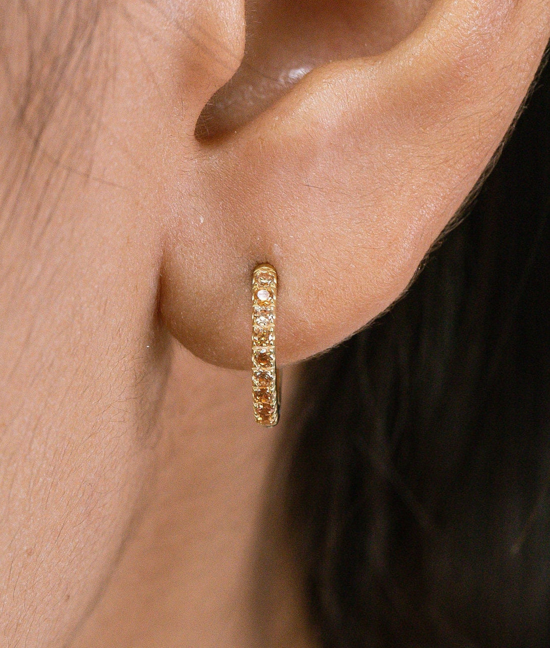 Citrine Hope Earrings, November Birthstone Gift, Huggie Hope Earrings for Women, Citrine Earrings Gift for Her