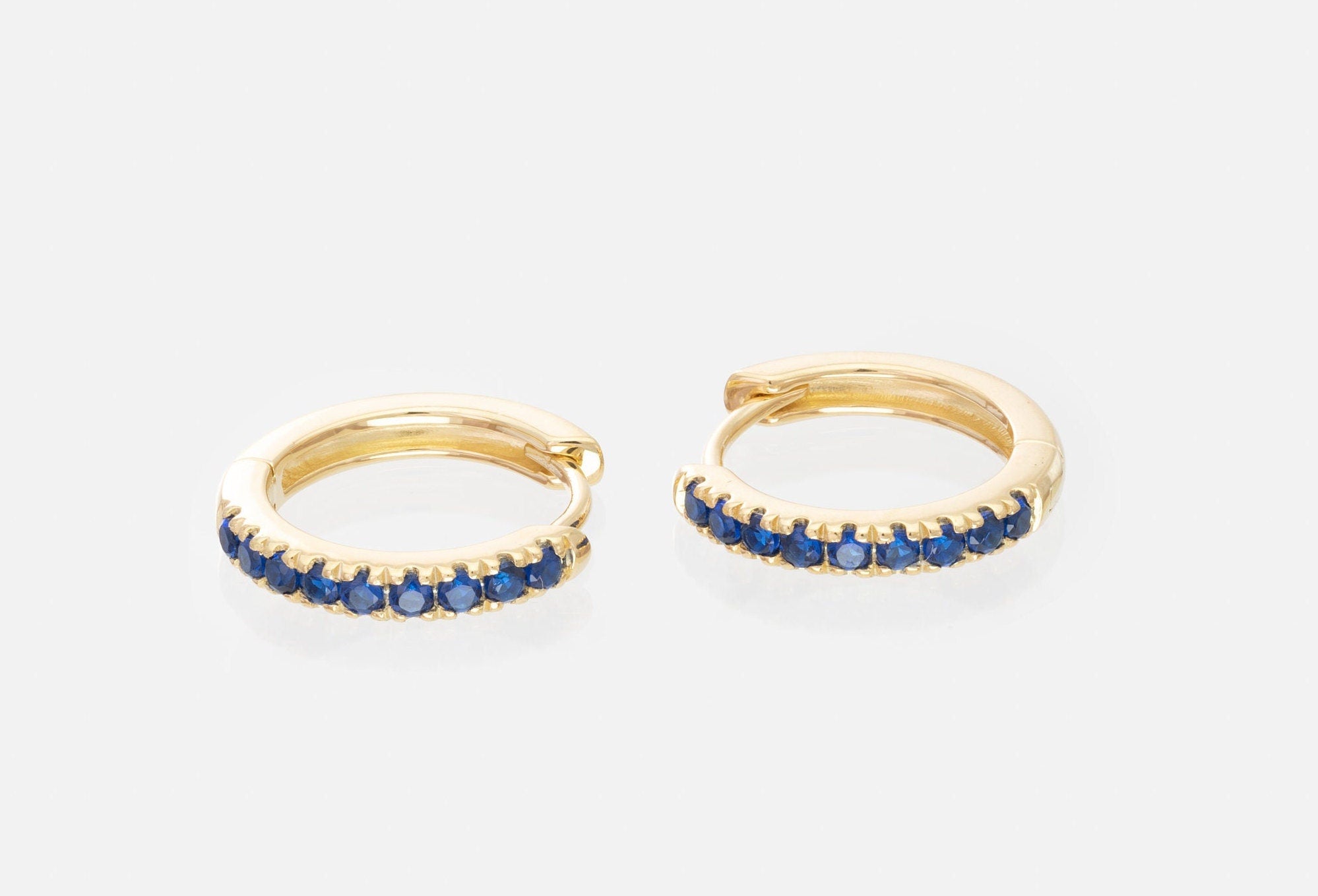 Blue Sapphire Hoop Earrings, September Birthstone Gifts,Huggies Hoop Earrings, Minimal Hoop Earring, In Stock
