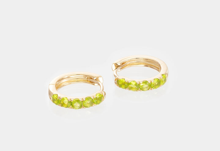 Five Stones Peridot Hoop Earring, August Birthstone Gifts, Huggie Hoops, Minimal Hoop Earring