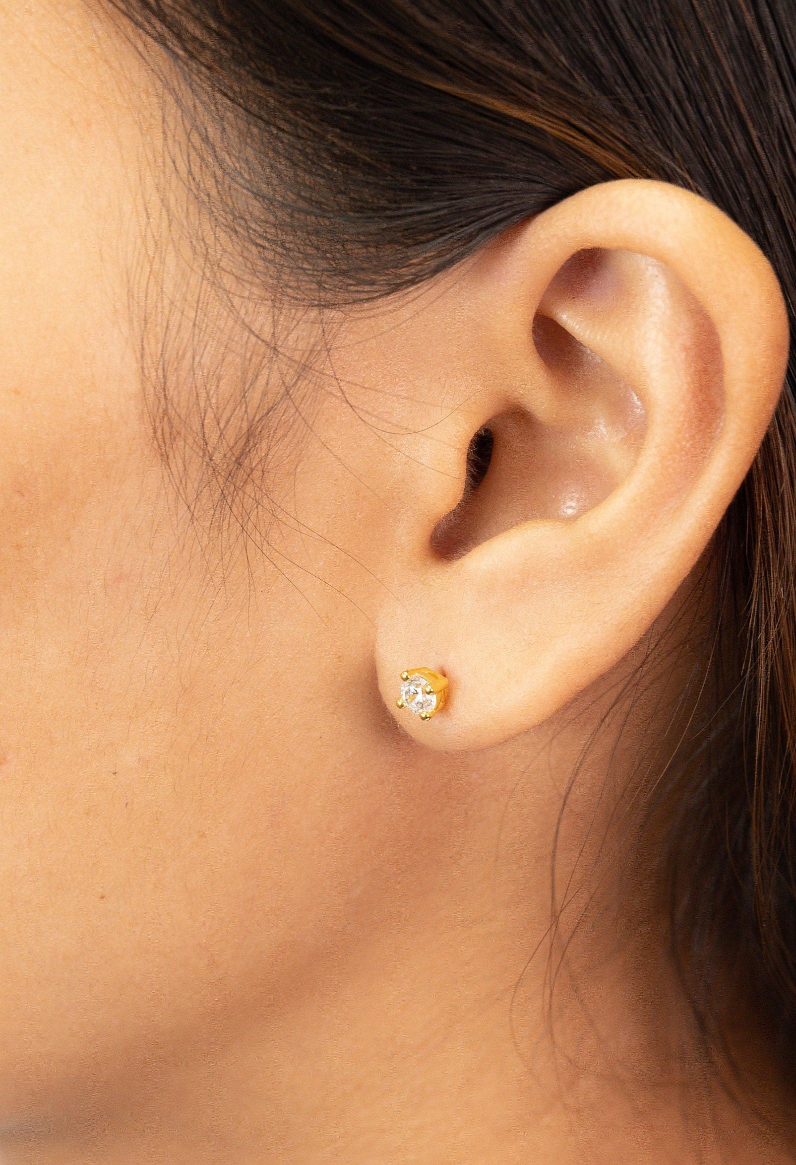 3.5mm Diamond Solitaire Stud Earrings, Diamond Bridal Earrings, Minimalist Classic Earrings, Wedding Earrings