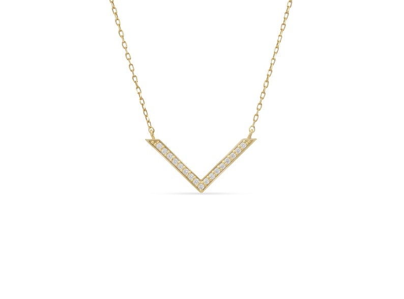 Diamond Chevron Necklace, V Shape Necklace, Geometric Chevron Bar Necklace, Minimalist Necklace Gift for Her, Last Minute Gifts