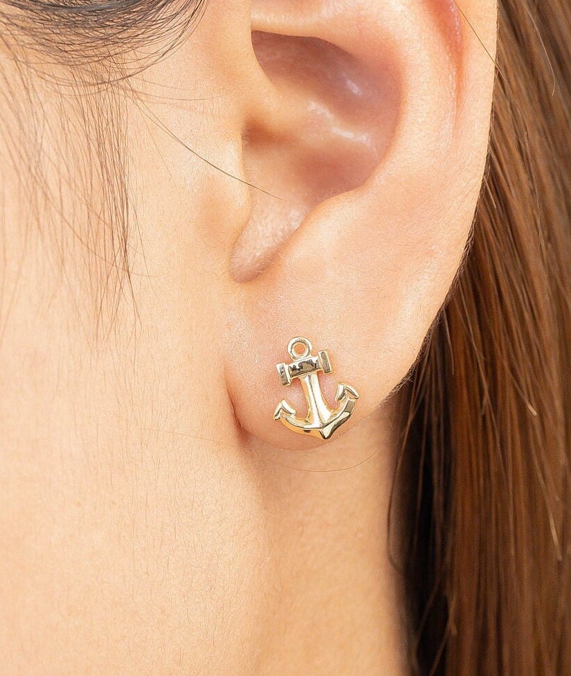 Anchor Stud Earrings, Anchor Earrings, Tiny Anchor Earrings, Minimalist Earrings for Women