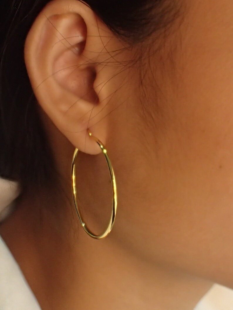 35mm Hoop Earring, Minimalist Lightweight Hoops, Bridesmaid Earring Gift, Delicate Hoop Earrings, Valentine's Day Gift