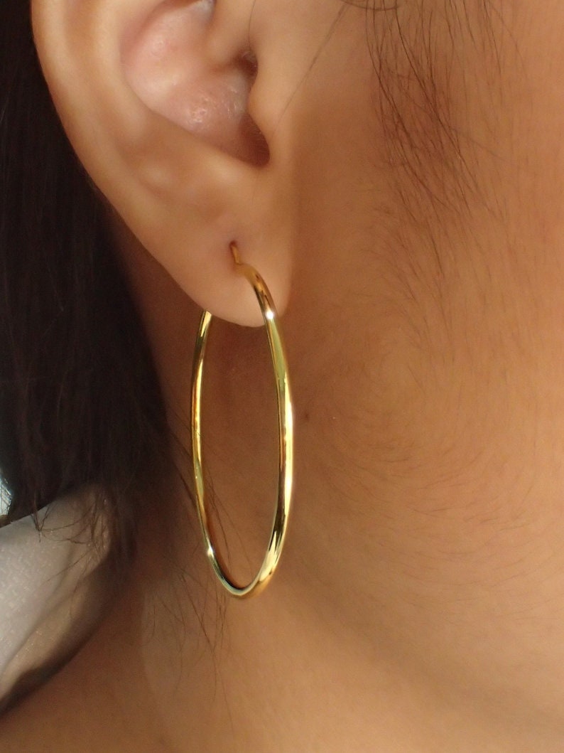 35mm Hoop Earring, Minimalist Lightweight Hoops, Bridesmaid Earring Gift, Delicate Hoop Earrings, Valentine's Day Gift