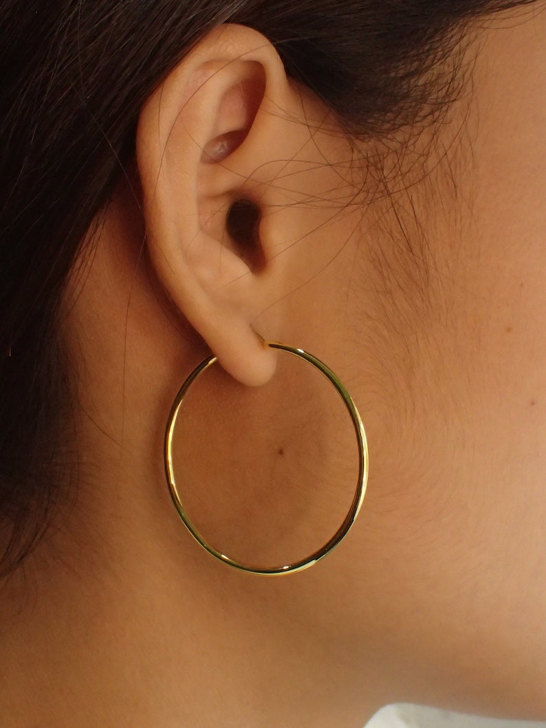 35mm Hoop Earring, Minimalist Lightweight Hoops, Bridesmaid Earring Gift, Delicate Hoop Earrings, Valentine's Day Gift