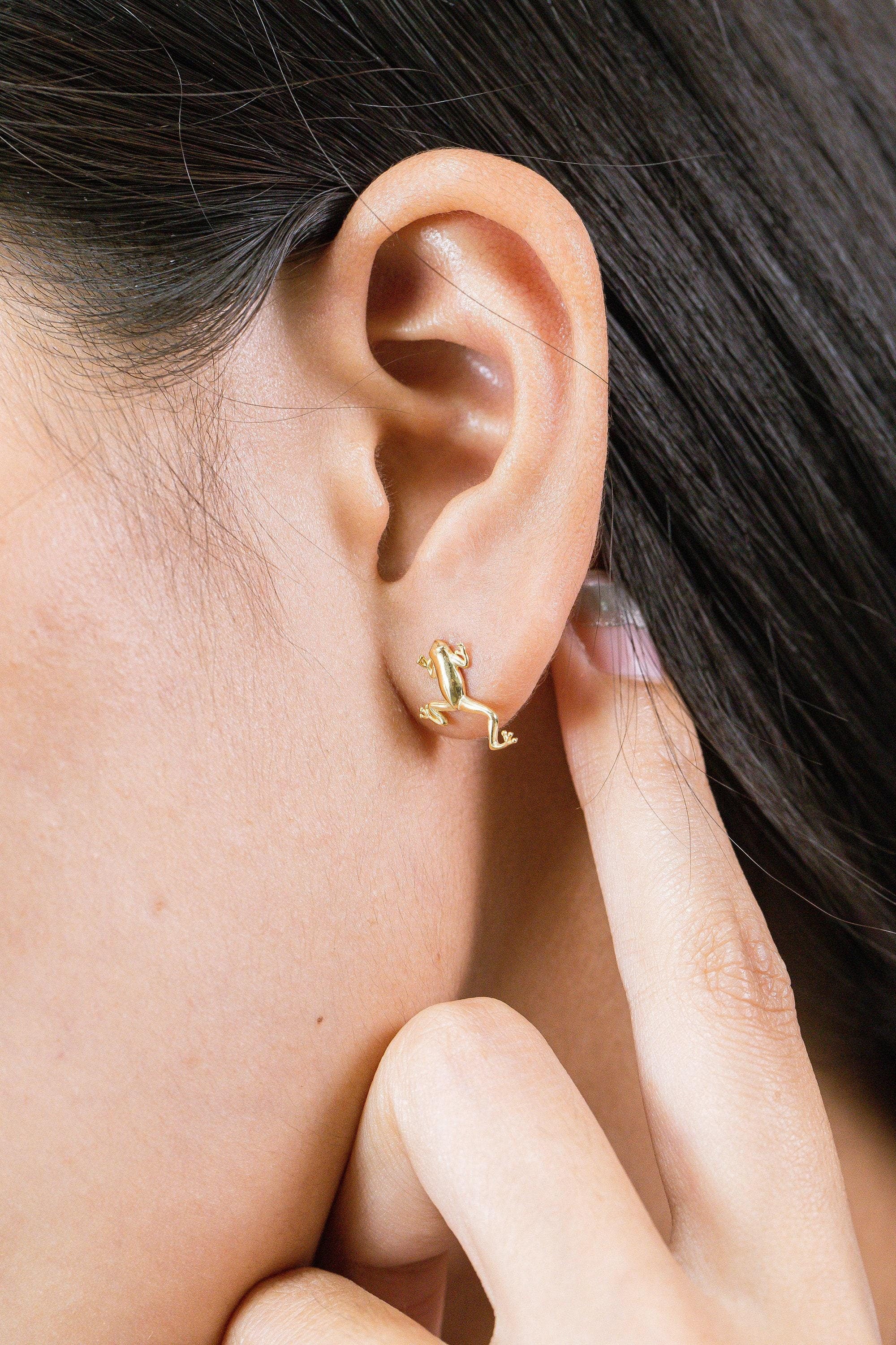 Frog Stud Earrings, Vintage Animals Earrings, Earring For Women, Jumping Frog Earrings, Gift for Her, Best Valentines Day Gifts for Her