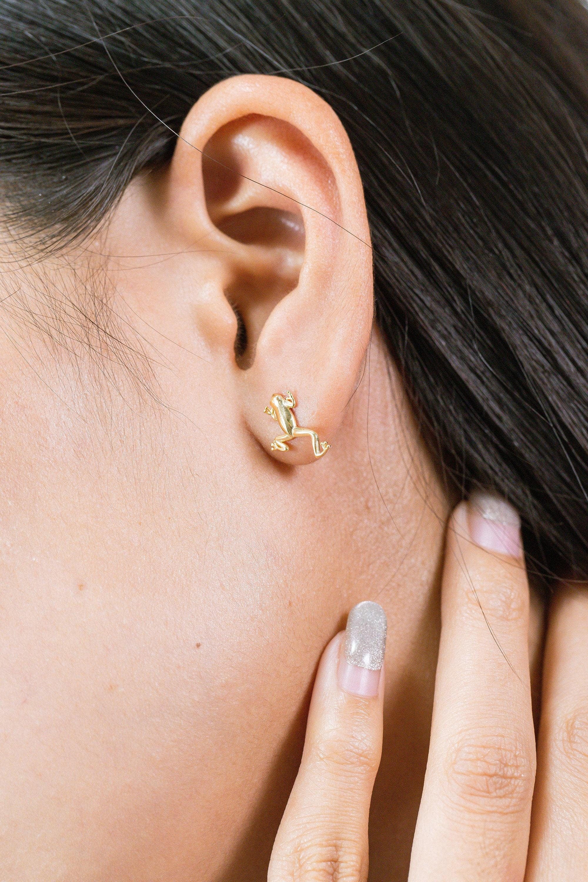 Frog Stud Earrings, Vintage Animals Earrings, Earring For Women, Jumping Frog Earrings, Gift for Her, Best Valentines Day Gifts for Her