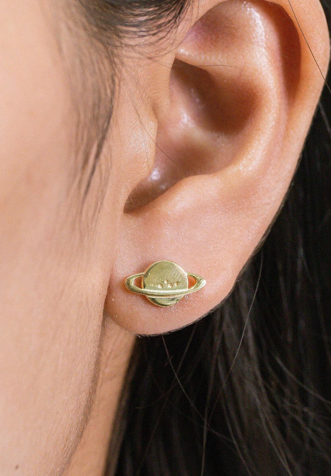 Saturn Planet Stud Earrings, Saturn Studs, Tiny Planet Stud Earrings, Universe Earrings for Women