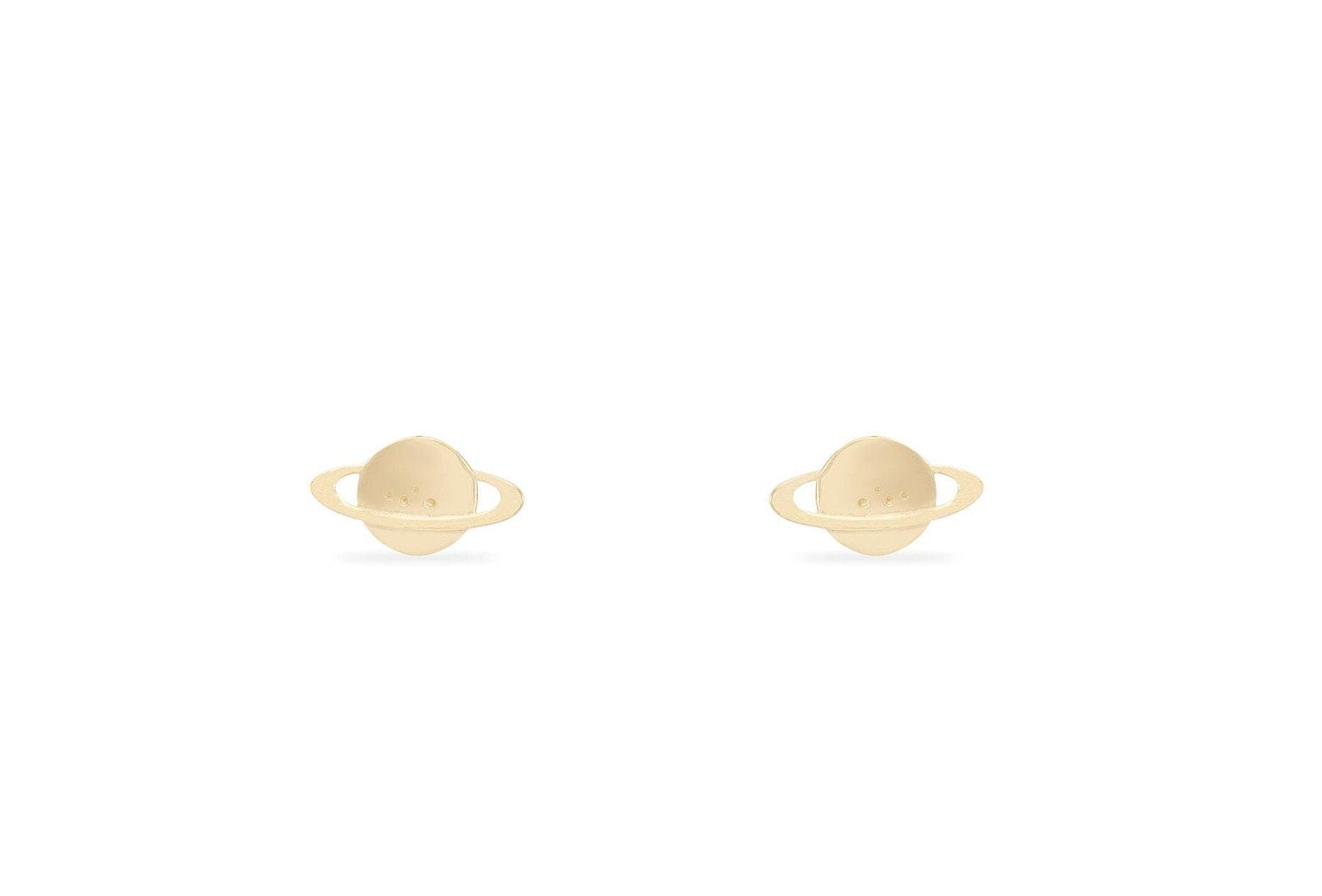Saturn Planet Stud Earrings, Saturn Studs, Tiny Planet Stud Earrings, Universe Earrings for Women