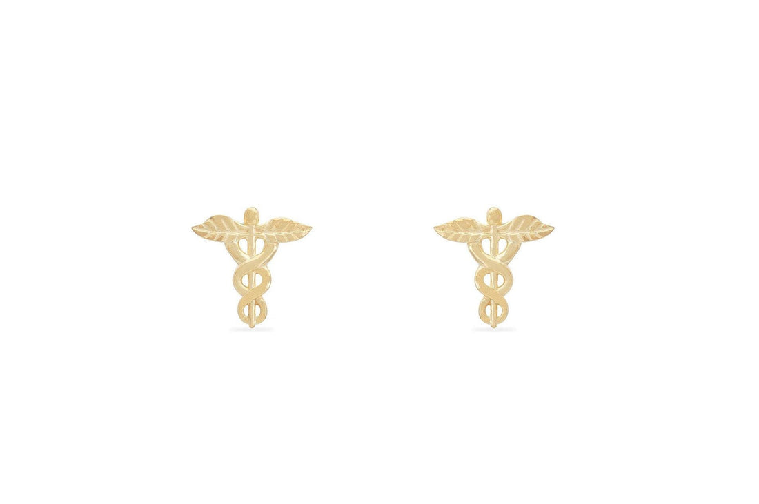 Caduceus Stud Earrings, Medical Symbol Earrings, Caduceus Medical Jewelry, Earrings for Doctor Nurse