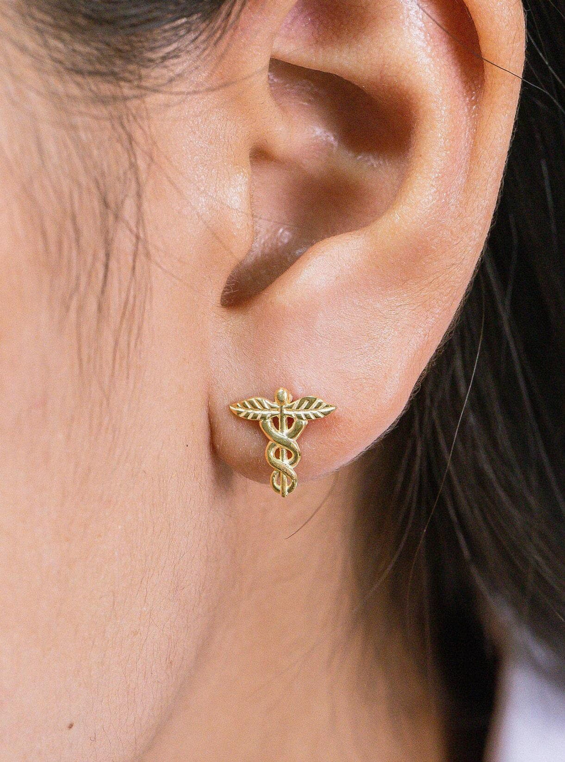 Caduceus Stud Earrings, Medical Symbol Earrings, Caduceus Medical Jewelry, Earrings for Doctor Nurse