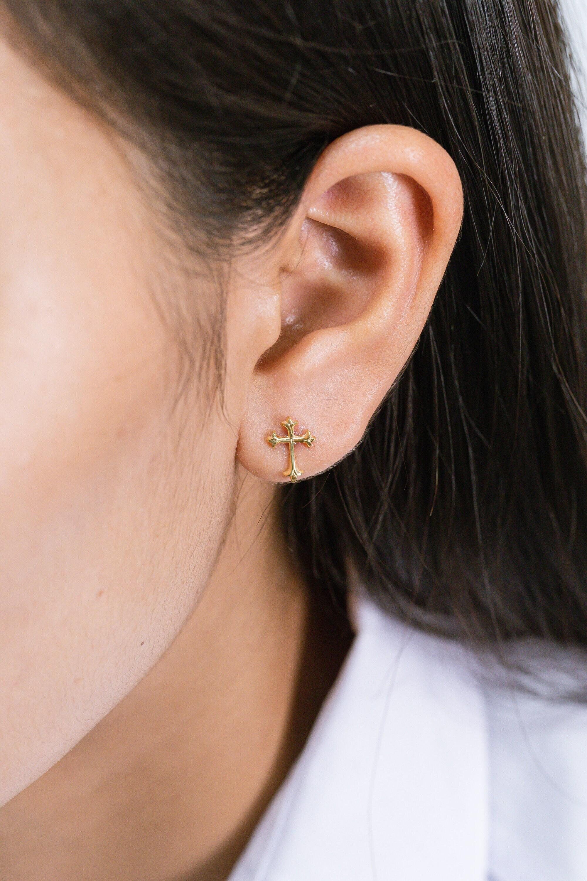Cross Stud Earrings, Stud Earrings, Religious Earrings Gifts, Minimalist Earrings, Gift For Her