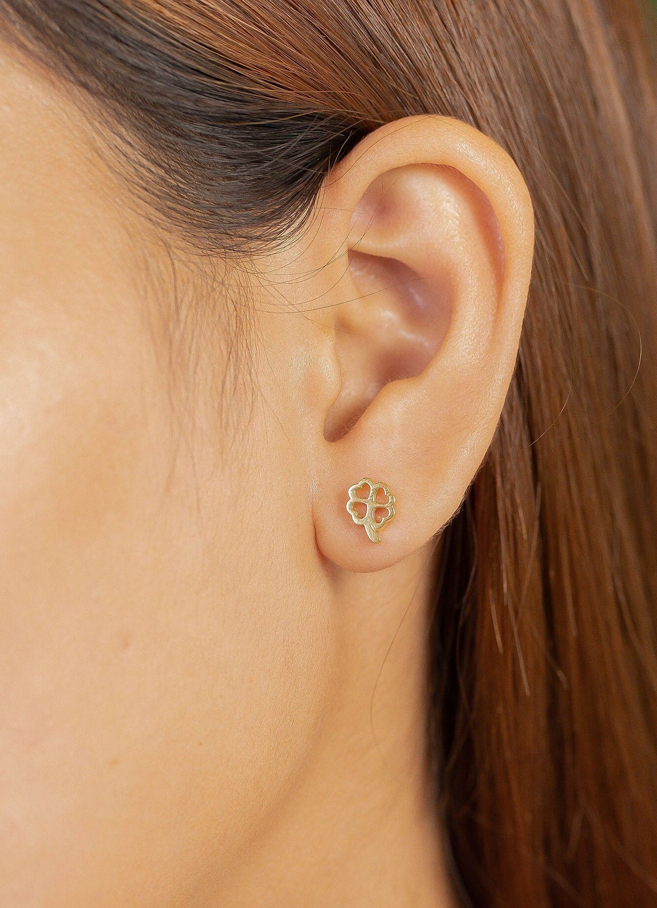 Open Heart Stud Earrings, Dainty Minimalist Heart Earrings, Romantic Jewelry, Anniversary Gift for Girlfriend or Wife