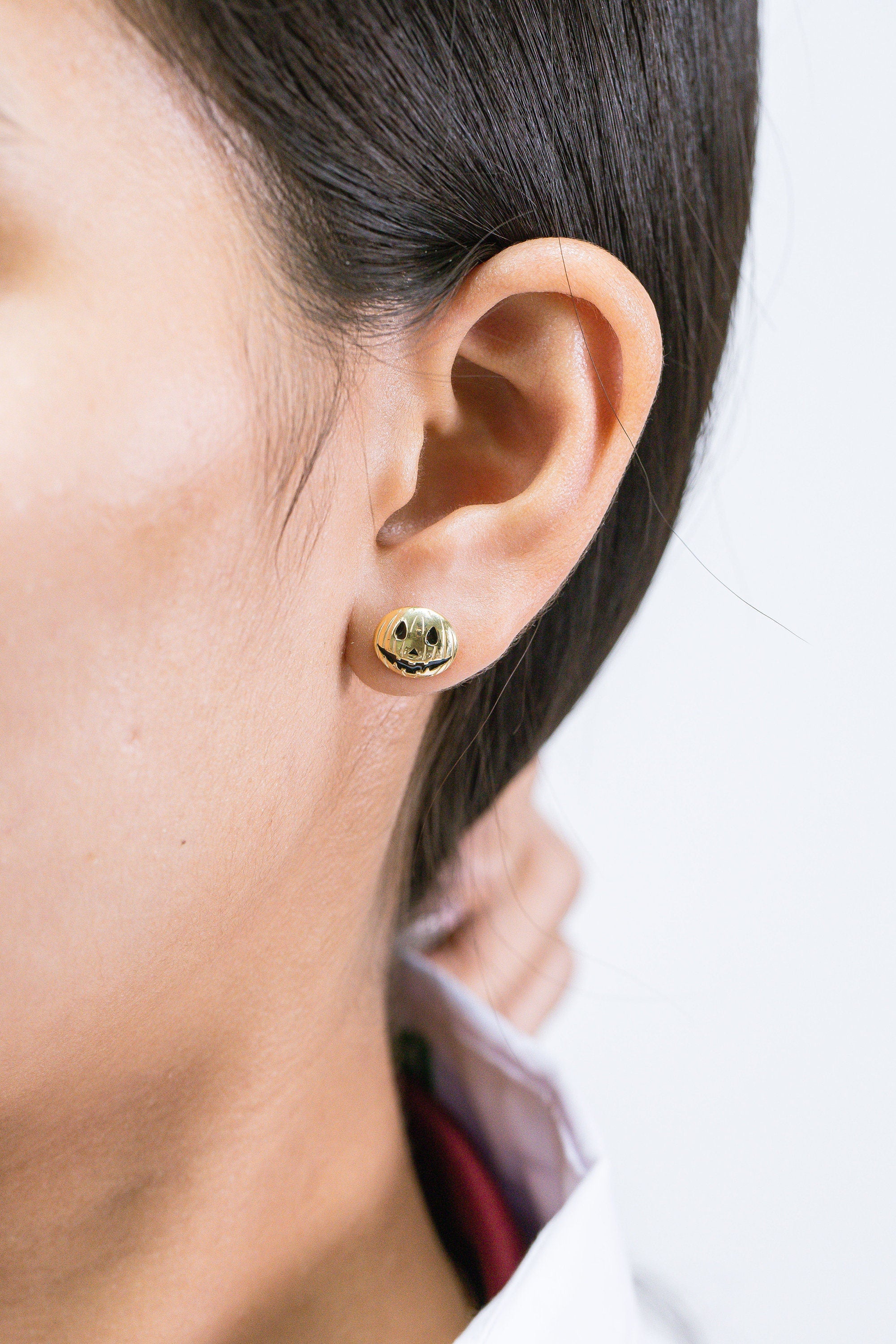 Grinning Face Halloween Stud Earrings, Cute Emoji Halloween Stud Earrings, Ghost Earrings, Pumpkin Studs Earring