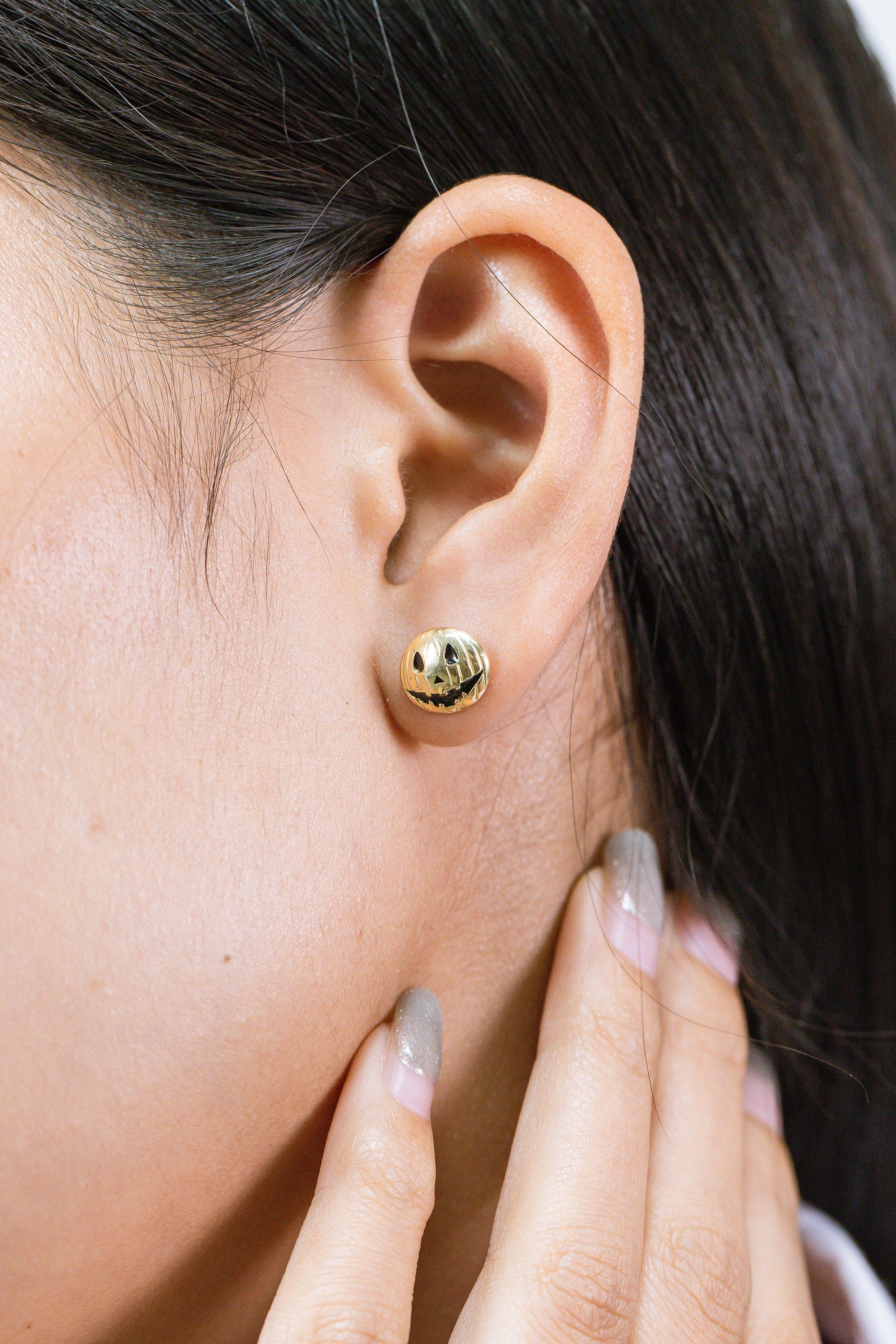 Grinning Face Halloween Stud Earrings, Cute Emoji Halloween Stud Earrings, Ghost Earrings, Pumpkin Studs Earring