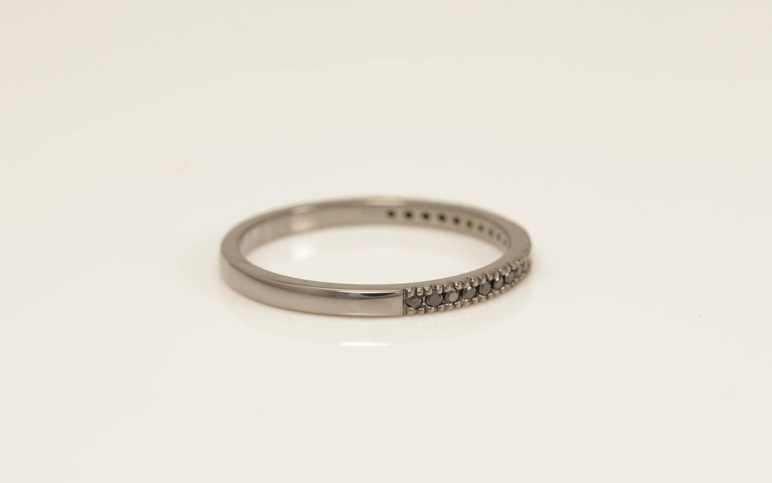 Black Coating Micro Pave Band, Black CZ Half Eternity Band, Stacking Wedding Band Gift for Her, Dainty Stackable Band