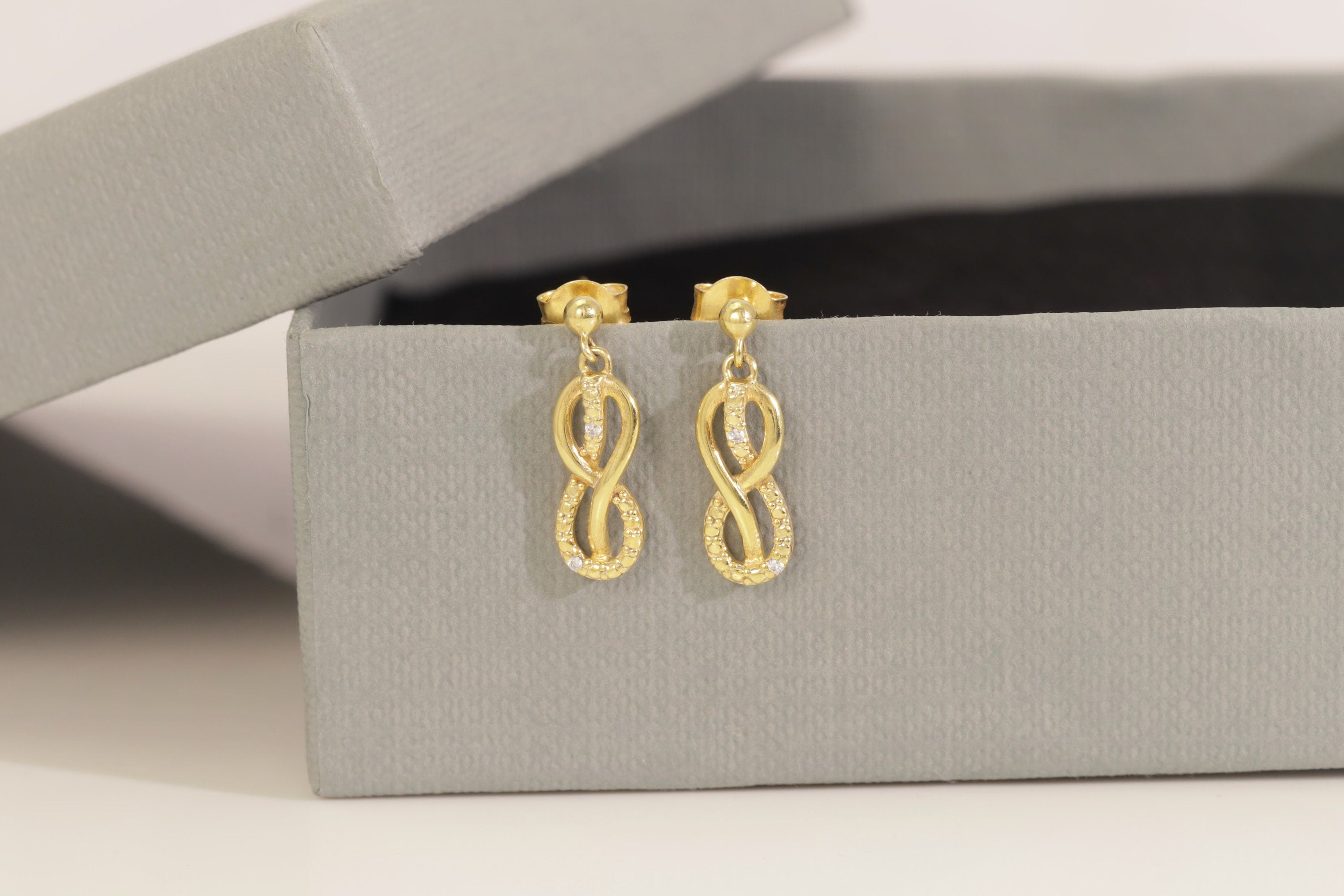 Infinity Drop Earrings, Infinity Love Diamond Earrings, Dangle Drop Earrings, Minimalist Earrings for Women