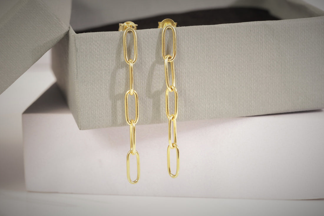 Paperclip Link Chain Drop Stud Earring, Chain Link Earrings, Minimalist Earring, Chain Drop Earrings, Gifts for Her