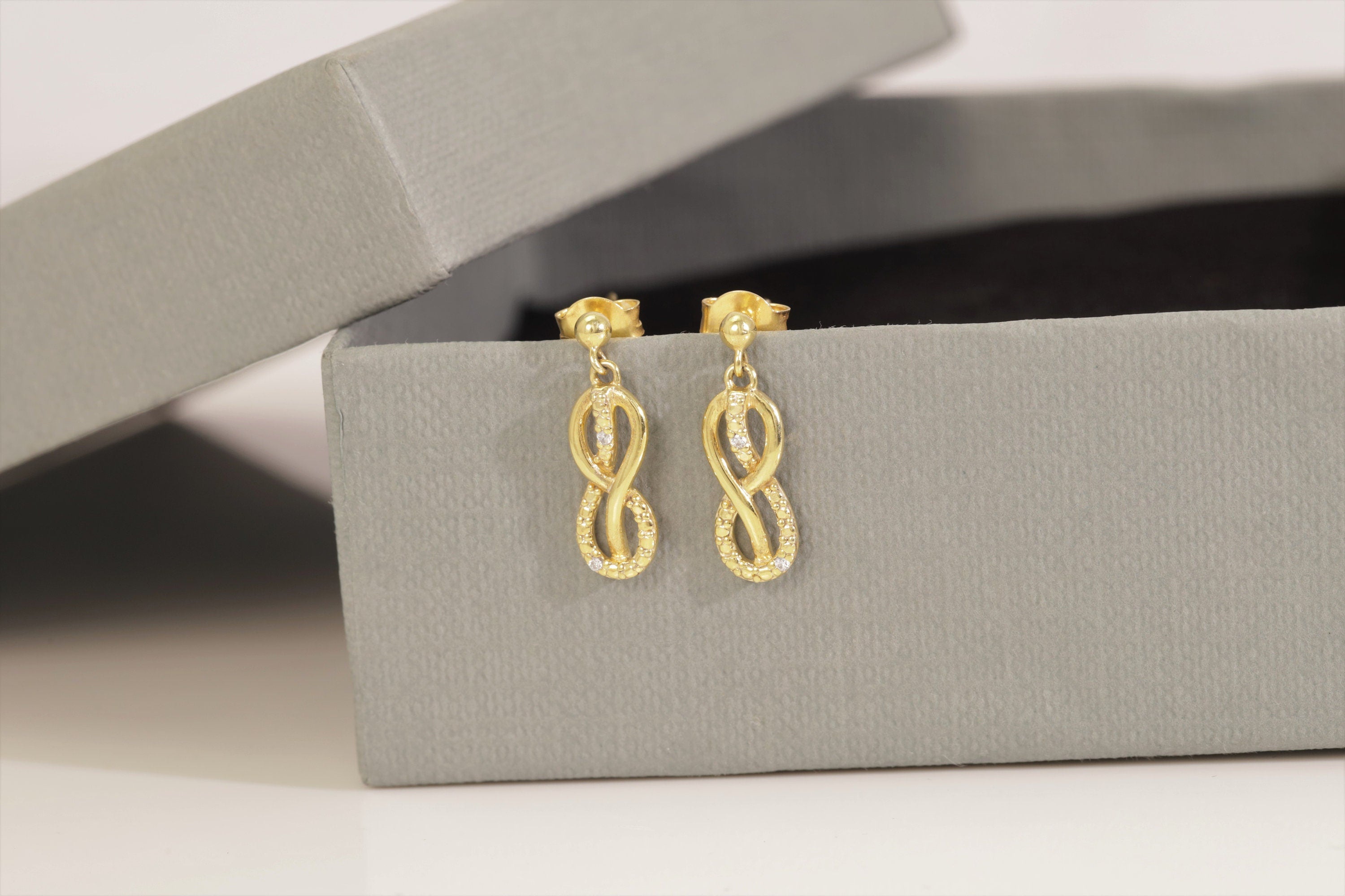 Infinity Drop Earrings, Infinity Love Diamond Earrings, Dangle Drop Earrings, Minimalist Earrings for Women