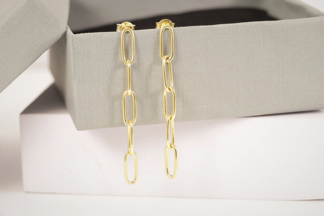 Paperclip Link Chain Drop Stud Earring, Chain Link Earrings, Minimalist Earring, Chain Drop Earrings, Gifts for Her