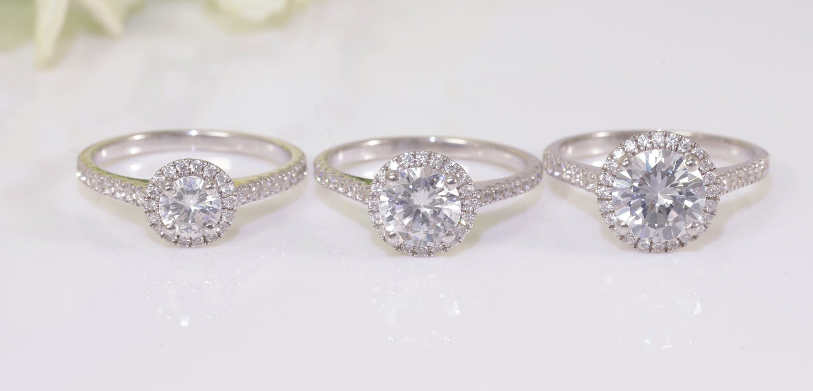Round Engagement Ring Gold Travel Ring Unique Silver Promise Ring Wedding Ring Simulated Diamond Ring Halo Diamond Ring Gift