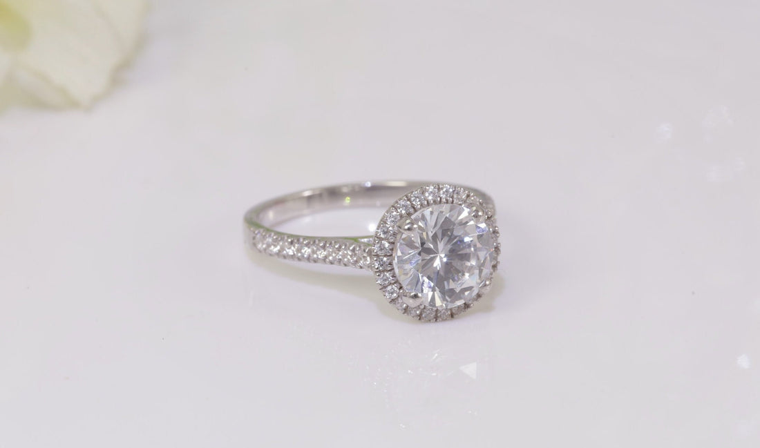 Round Engagement Ring Gold Travel Ring Unique Silver Promise Ring Wedding Ring Simulated Diamond Ring Halo Diamond Ring Gift