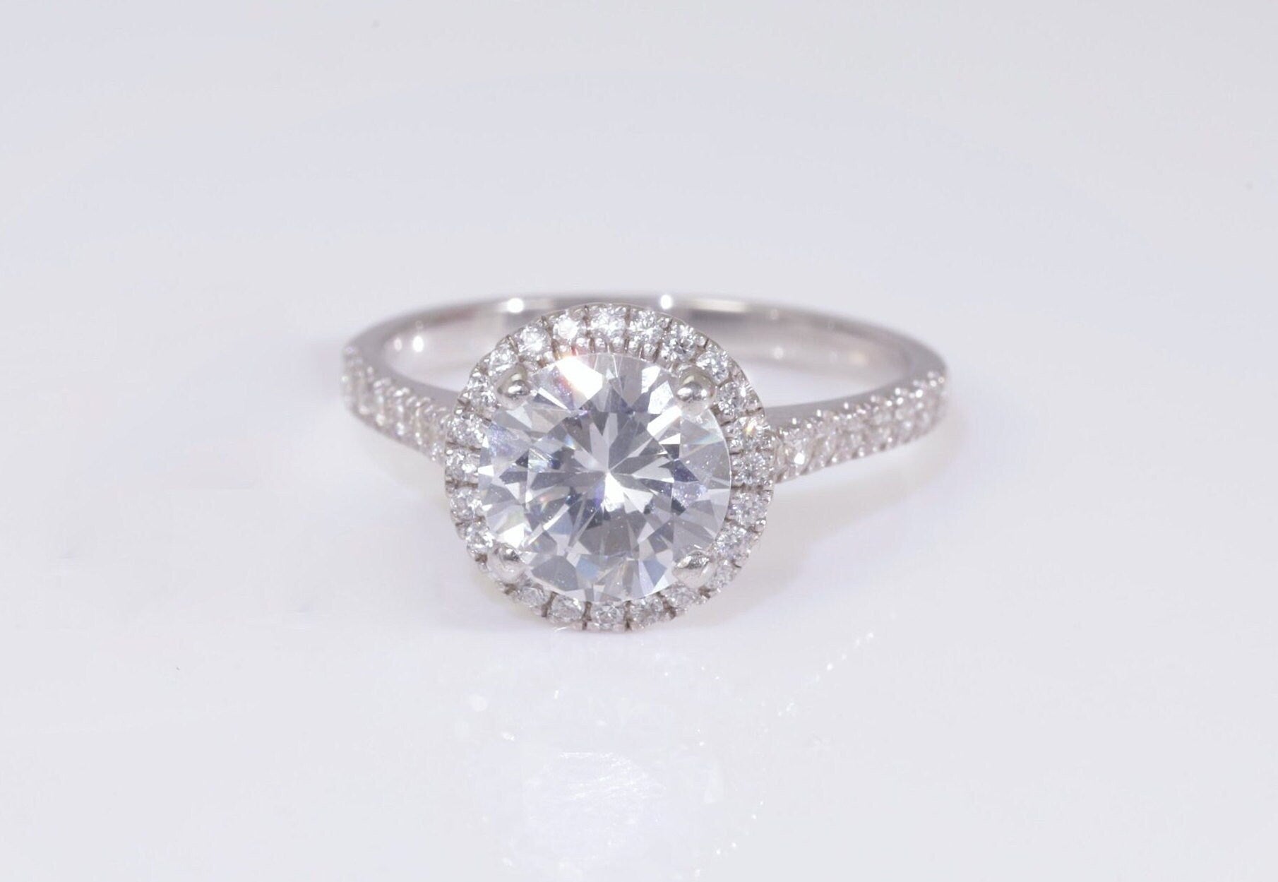Round Engagement Ring Gold Travel Ring Unique Silver Promise Ring Wedding Ring Simulated Diamond Ring Halo Diamond Ring Gift