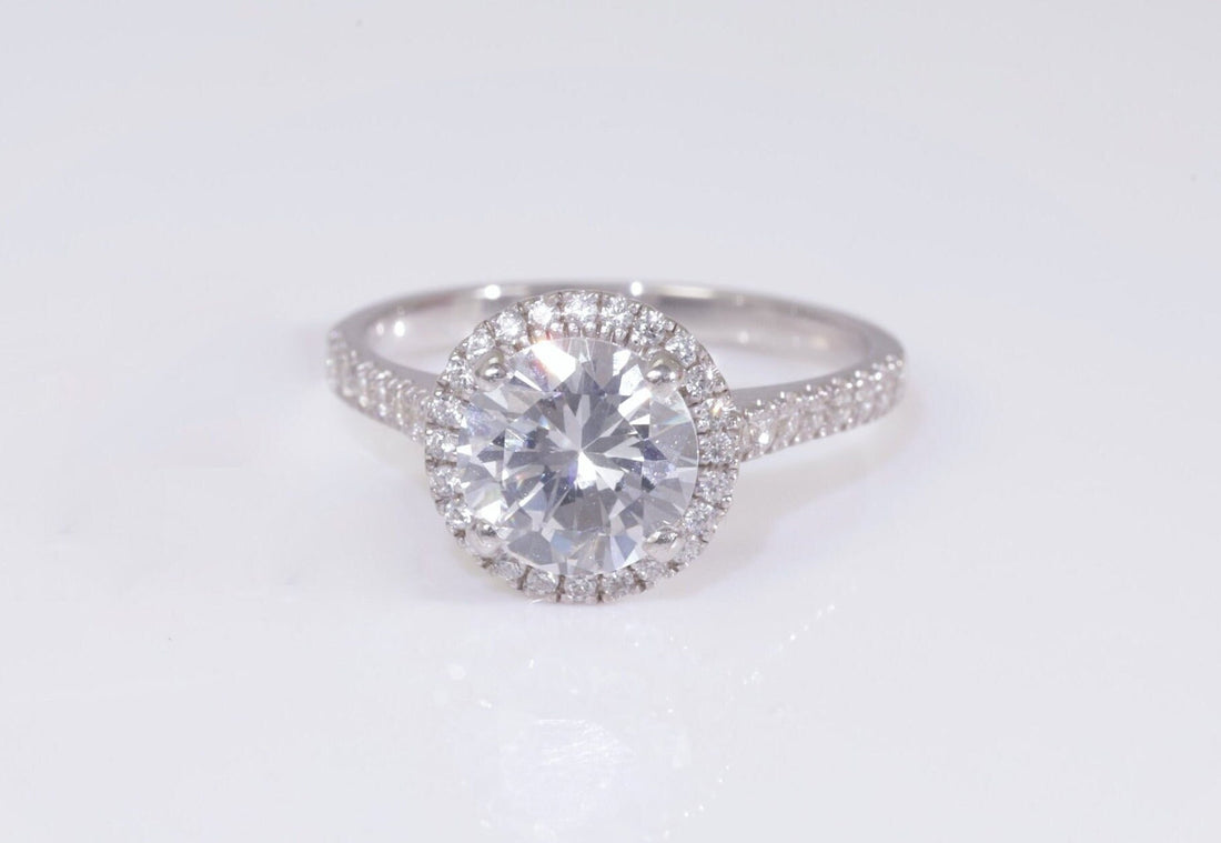 Round Engagement Ring Gold Travel Ring Unique Silver Promise Ring Wedding Ring Simulated Diamond Ring Halo Diamond Ring Gift