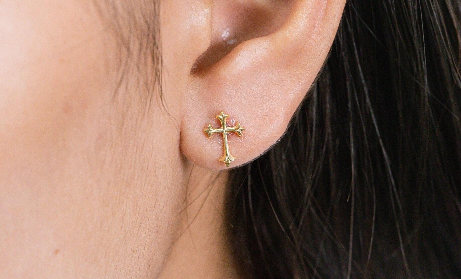 Cross Stud Earrings, Stud Earrings, Religious Earrings Gifts, Minimalist Earrings, Gift For Her