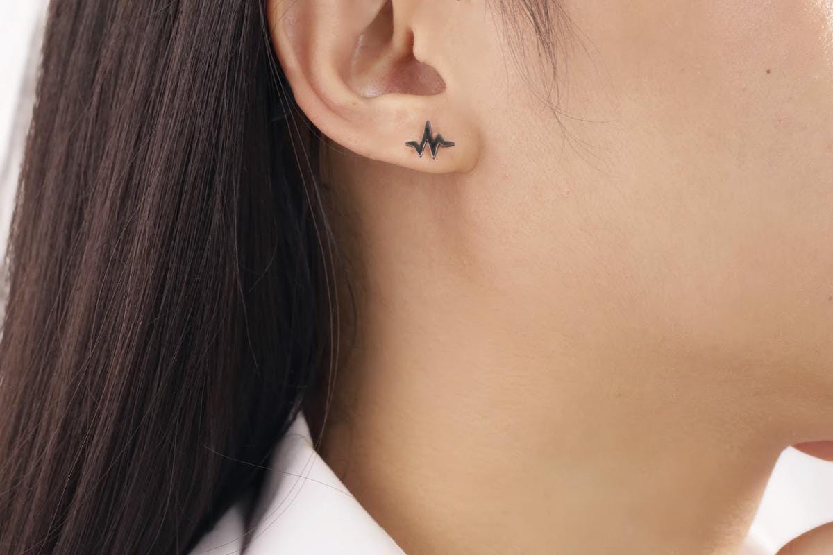 Heart Beat Stud Earrings, Heart Rate Earrings, Heart Pulse Studs, Minimalist Earrings for Women