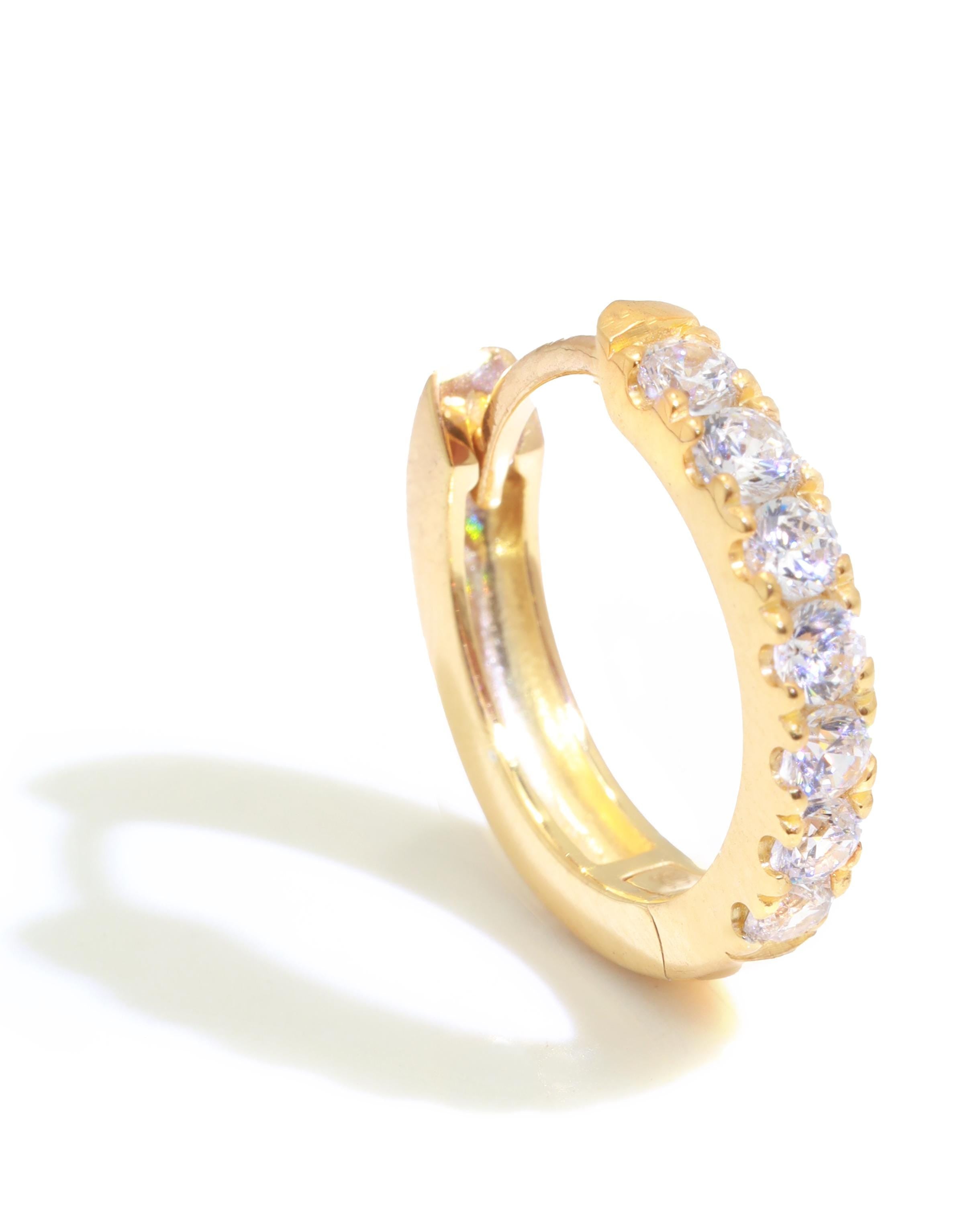 Seven Stones Diamonds Hoop Earrings, April Birthstone Gifts, Huggie Hoop Earrings, Minimal Hoop Earrings Gift for Women