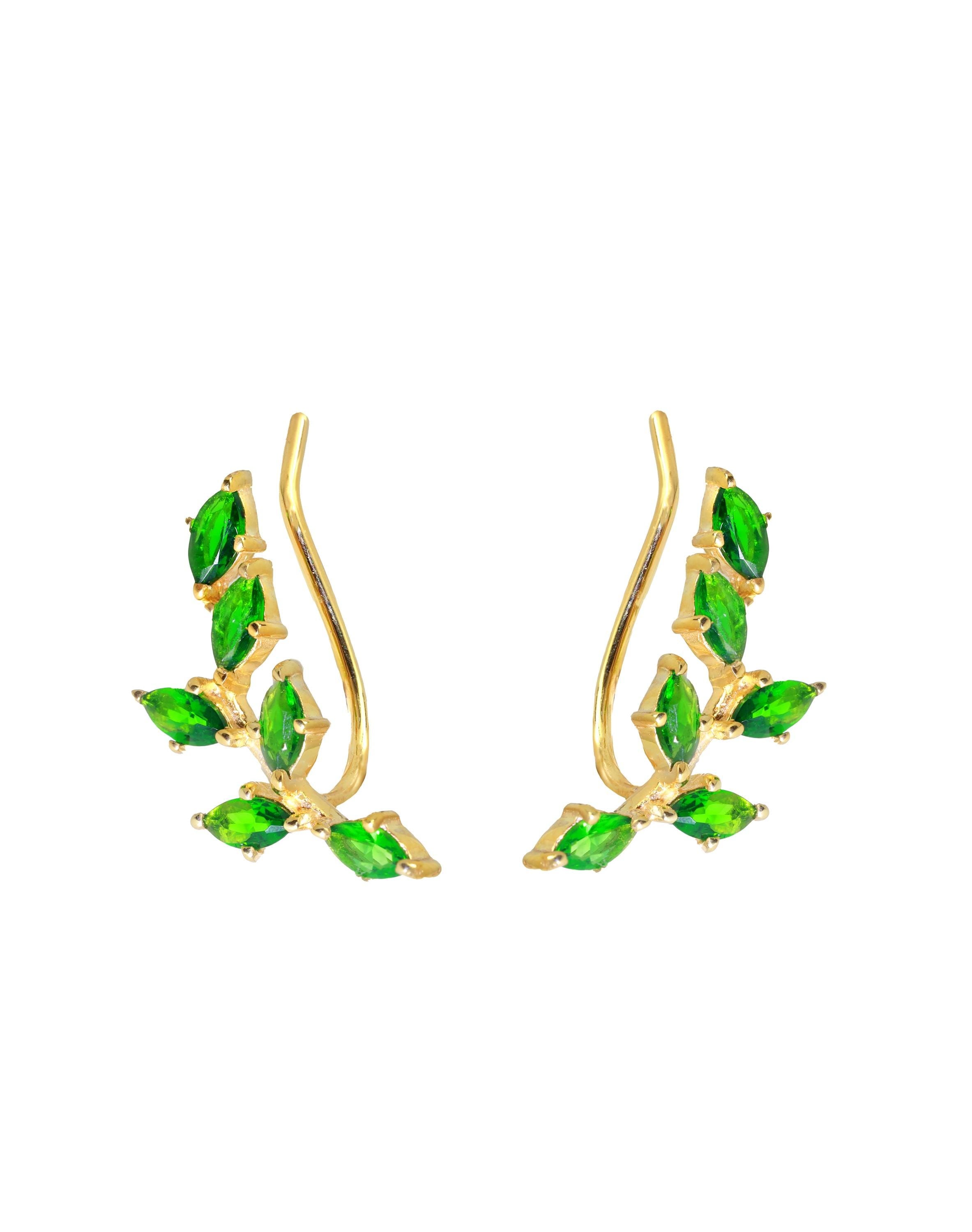 Emerald Climber Earrings, May Birthstone Gift, Marquise Ear Crawlers Earrings, Ear Climber Earrings, Bridesmaid Gift, Wedding Earrings