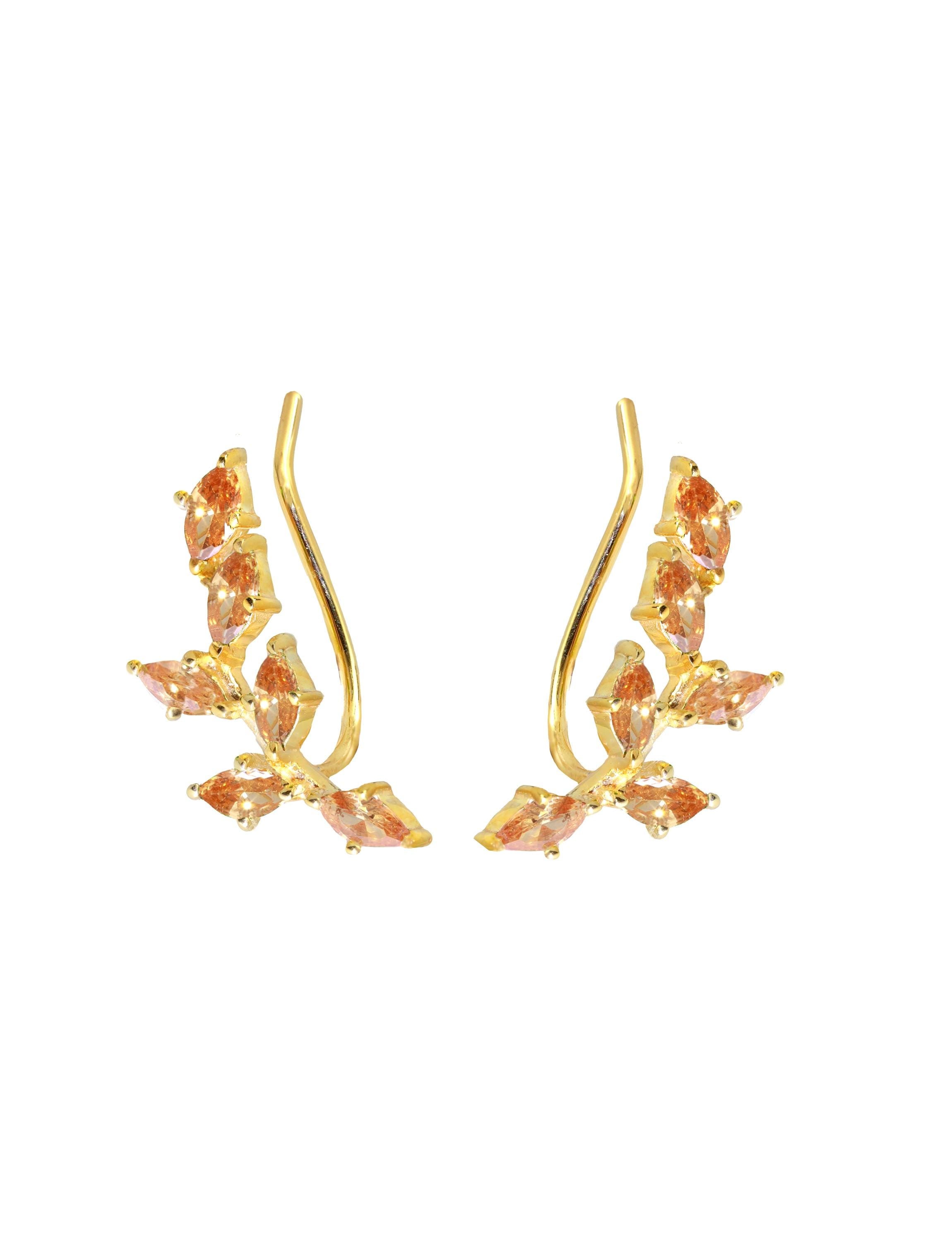 Citrine Climber Earrings, Marquise Ear Crawlers Earrings, November Birthstone, Ear Climber Earrings, Bridesmaid Gift, Wedding Earrings