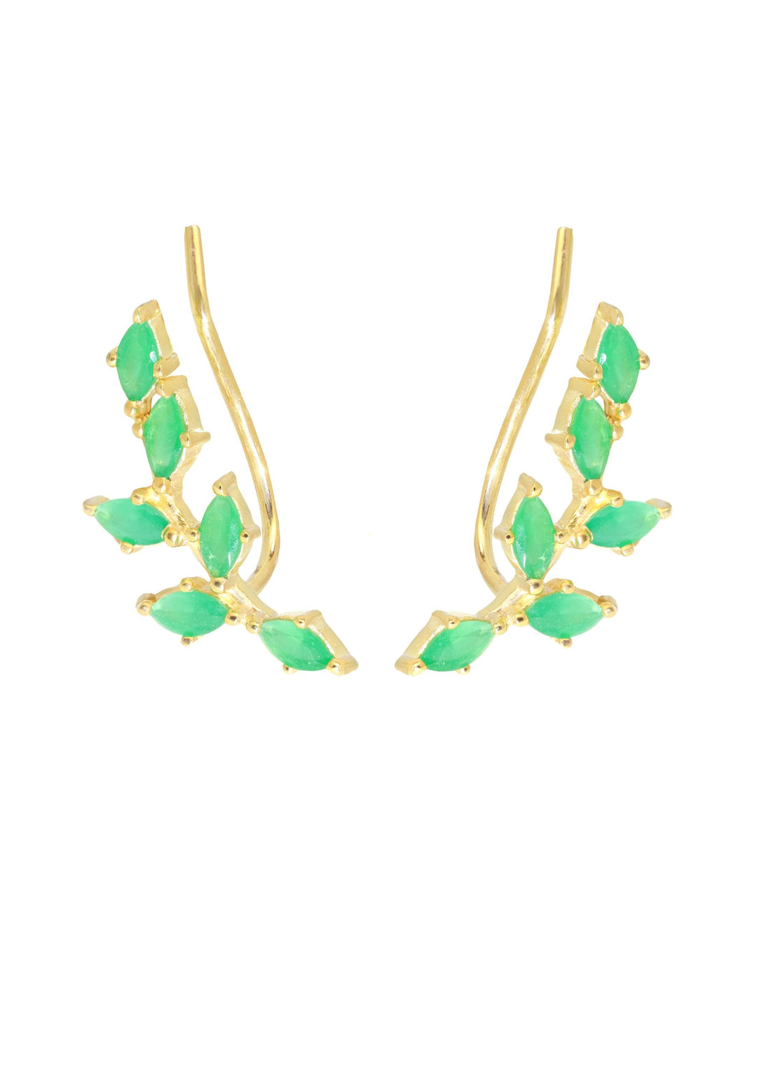 Emerald Climber Earrings, Marquise Ear Crawlers Earrings, May Birthstone, Ear Climber Earrings, Bridesmaid Gift, Wedding Earrings