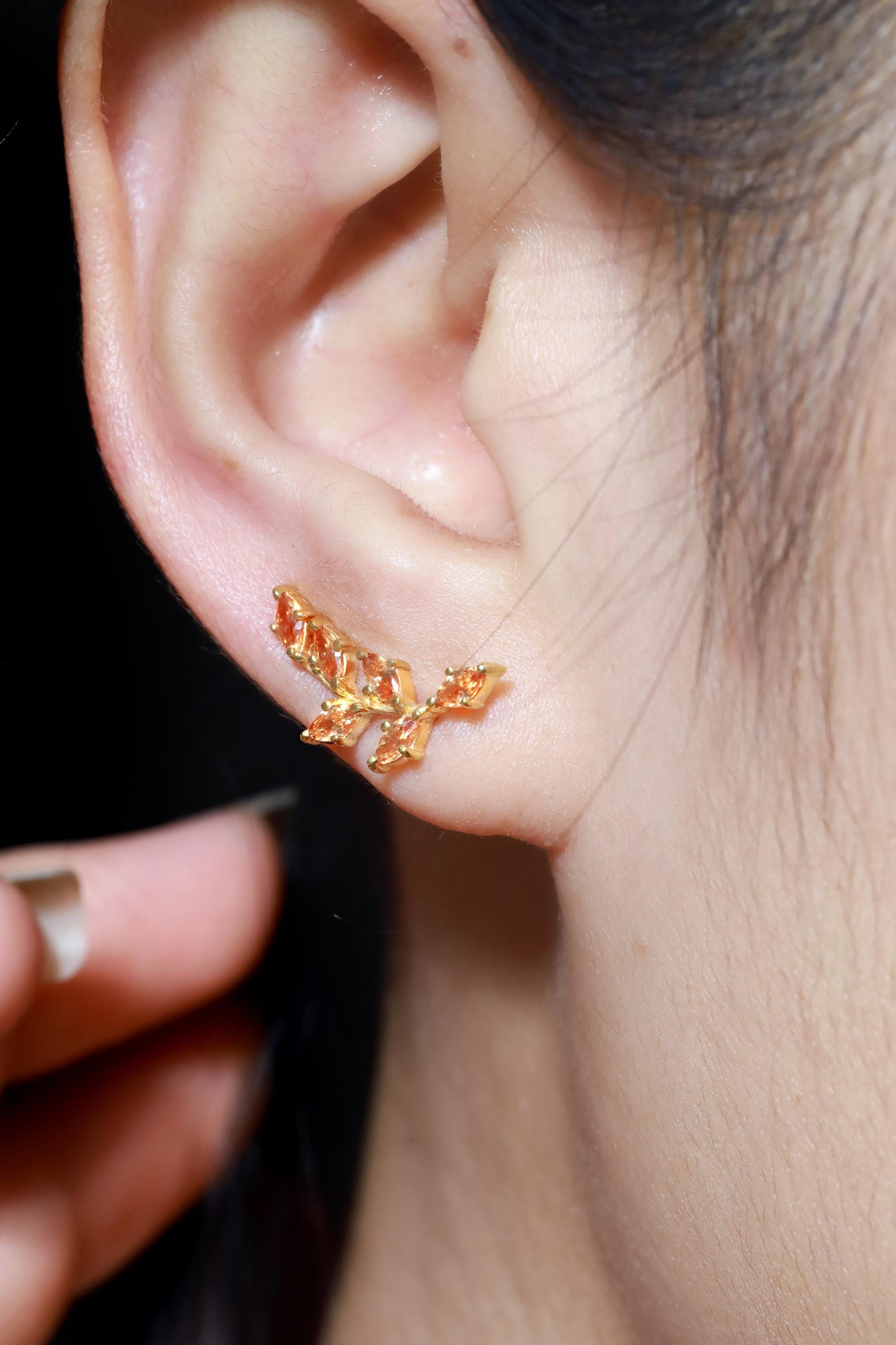 Citrine Climber Earrings, Marquise Ear Crawlers Earrings, November Birthstone, Ear Climber Earrings, Bridesmaid Gift, Wedding Earrings