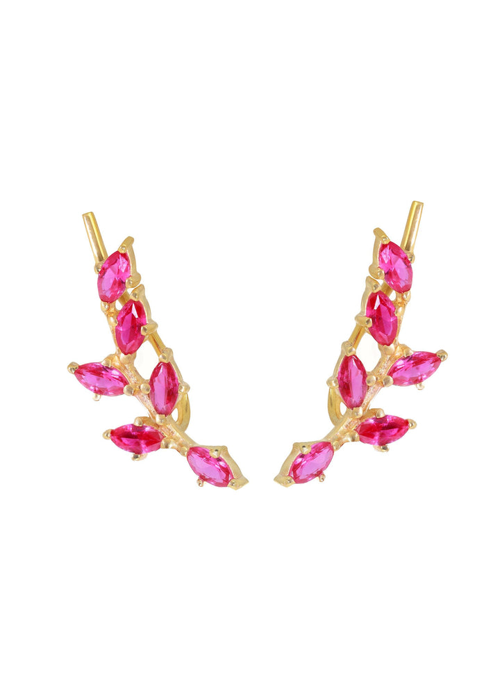 Ruby Climber Earrings, July Birthstone Gift, Marquise Ear Crawlers Earrings, Ear Climber Earrings, Bridesmaid Gift, Wedding Earrings