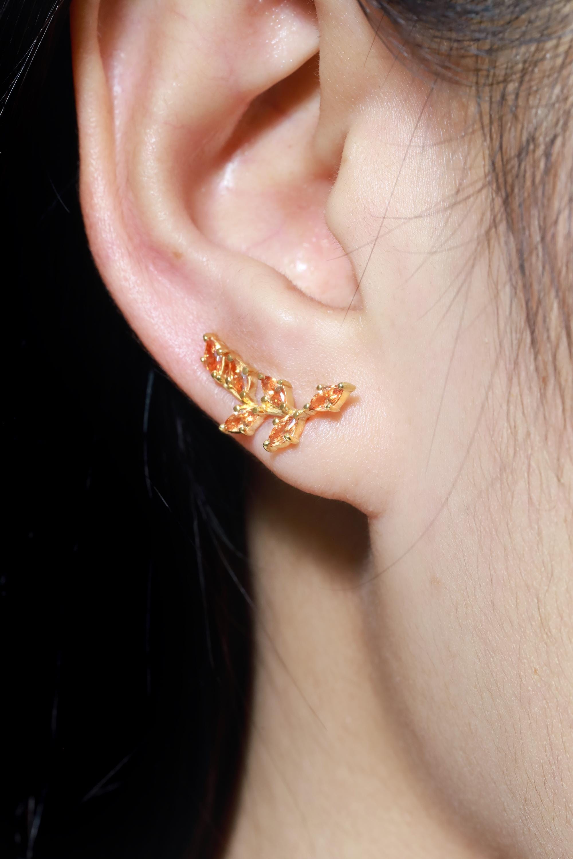 Citrine Climber Earrings, Marquise Ear Crawlers Earrings, November Birthstone, Ear Climber Earrings, Bridesmaid Gift, Wedding Earrings