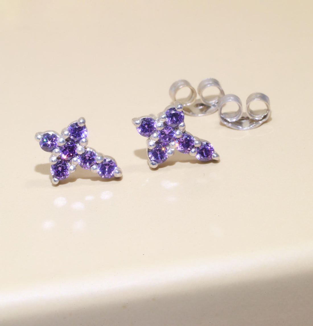 Cross Stud Earrings / Amethyst Earrings / Tiny Cross Studs February Birthstones / Religious Earrings Gift / Last Minute Gifts