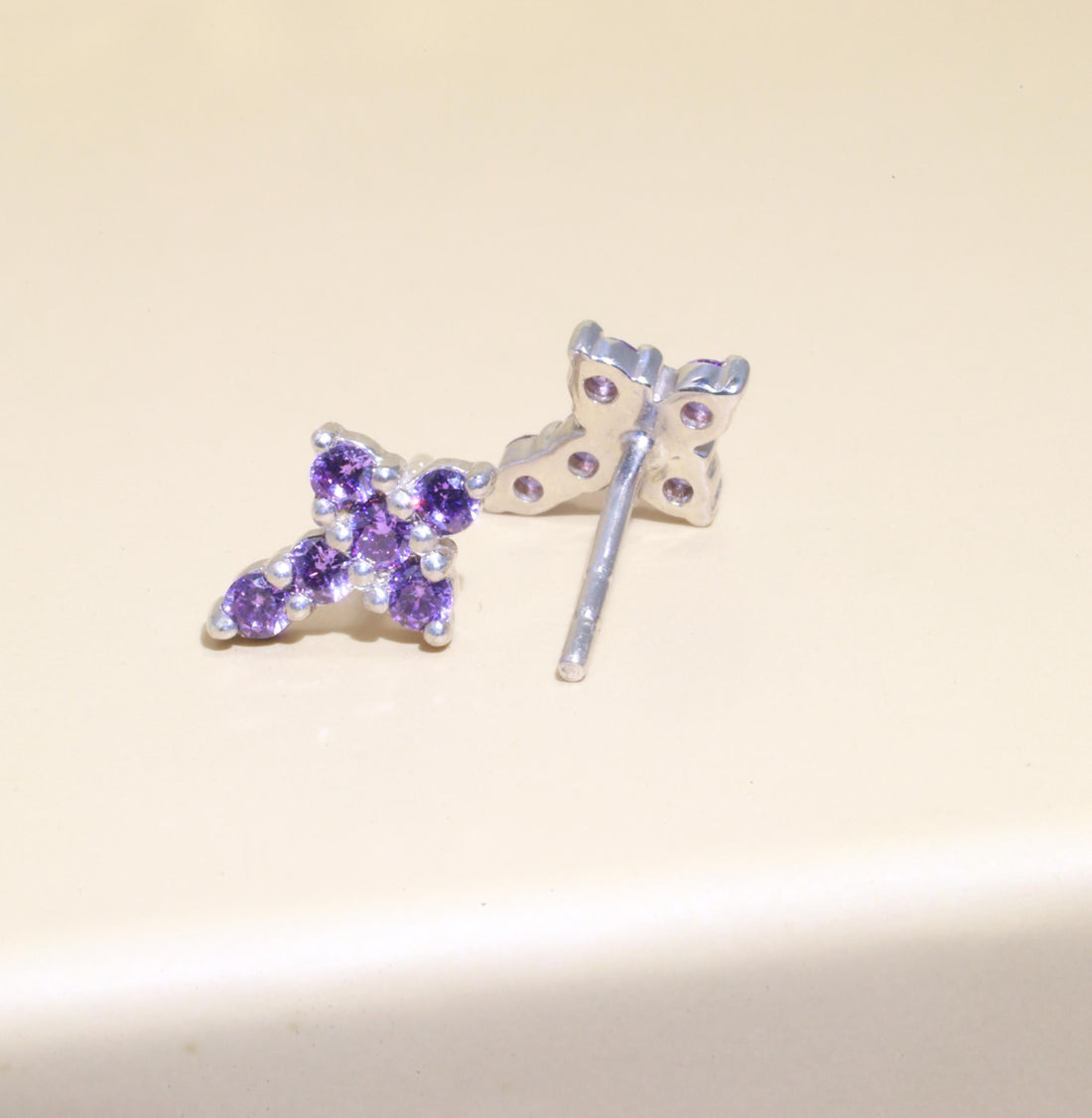 Cross Stud Earrings / Amethyst Earrings / Tiny Cross Studs February Birthstones / Religious Earrings Gift / Last Minute Gifts