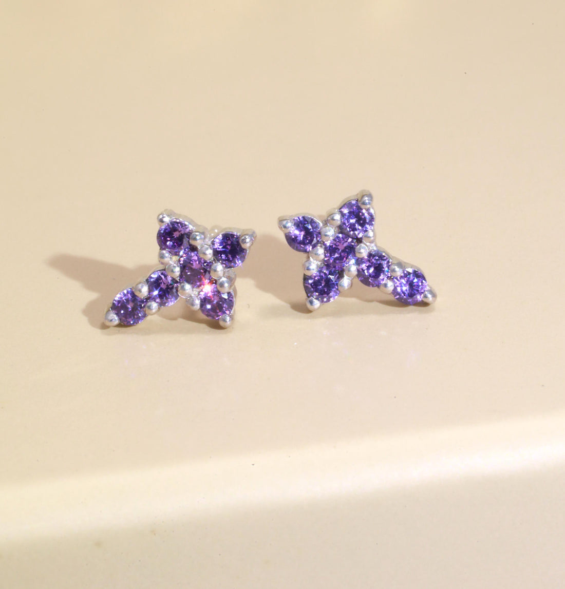 Cross Stud Earrings / Amethyst Earrings / Tiny Cross Studs February Birthstones / Religious Earrings Gift / Last Minute Gifts