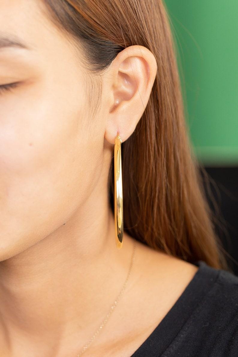 60mm Hoop Earrings, Large Hoop Earrings for Women, Statement Hoops, Classic Modern Hoop Earrings, Valentine's Day Gift