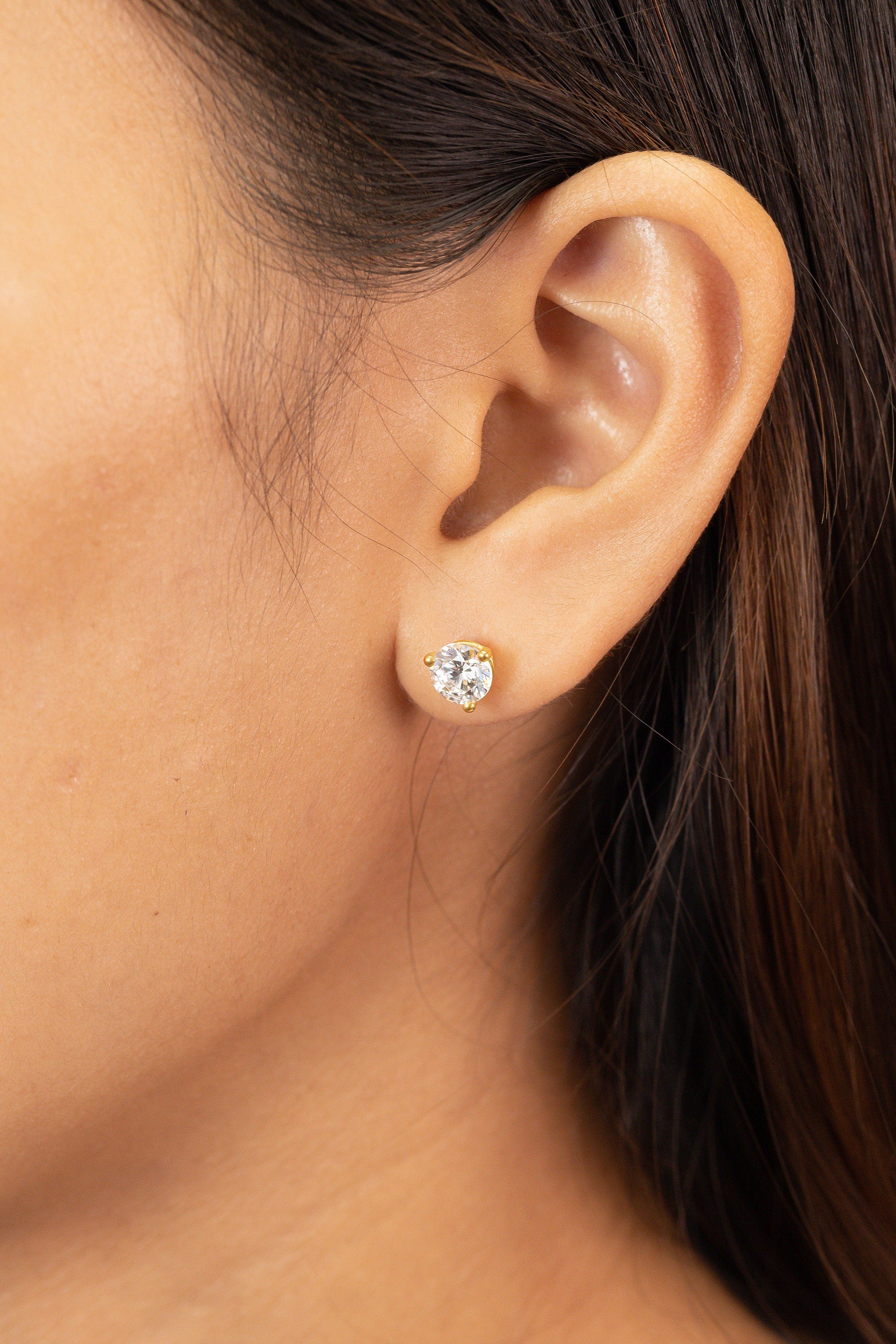0.84ct Diamond Solitaire Stud Earrings, Minimalist Diamond Studs, Everyday Bridal Earrings, Anniversary Gift for Her