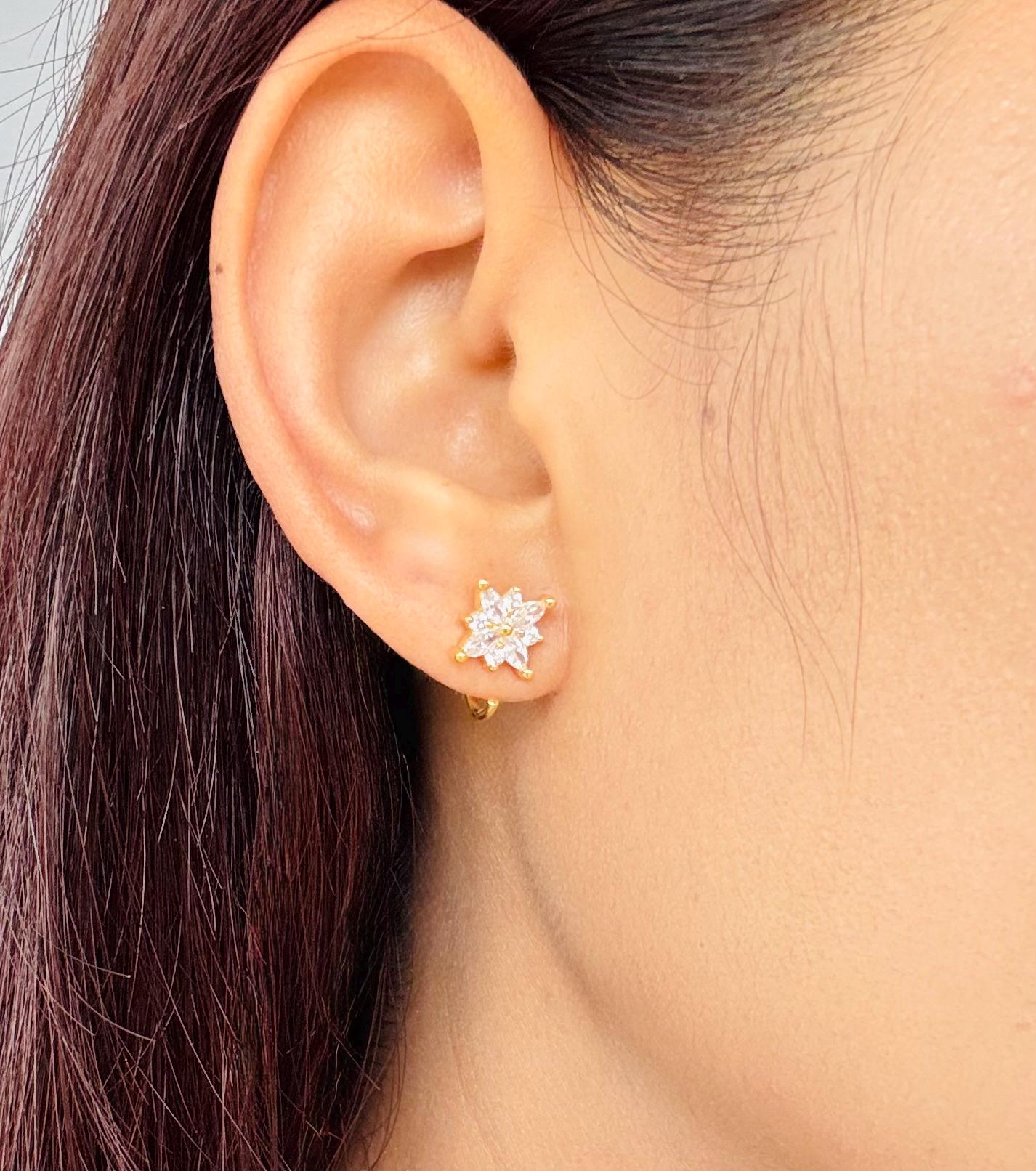 Sparkle Open Huggies Earrings 18K Gold Crystal Sparkle Hoop Earrings Silver Sparkly Hoop Earrings Elegant Sparkle Huggies