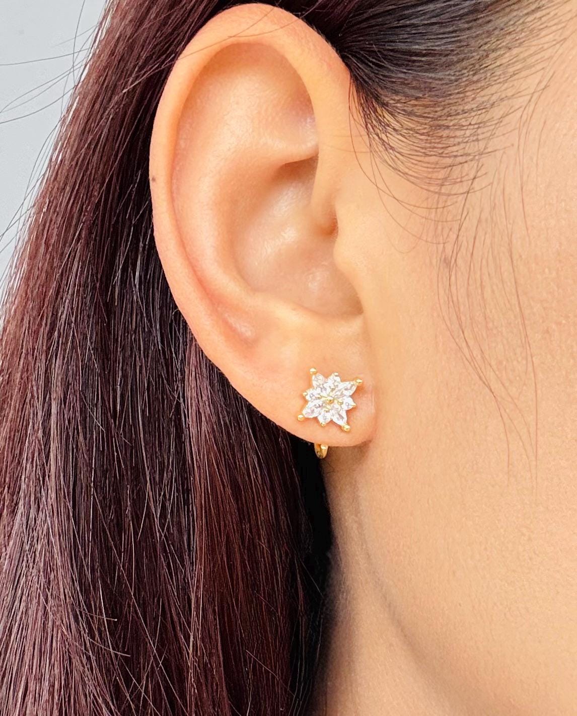 Sparkle Open Huggies Earrings 18K Gold Crystal Sparkle Hoop Earrings Silver Sparkly Hoop Earrings Elegant Sparkle Huggies