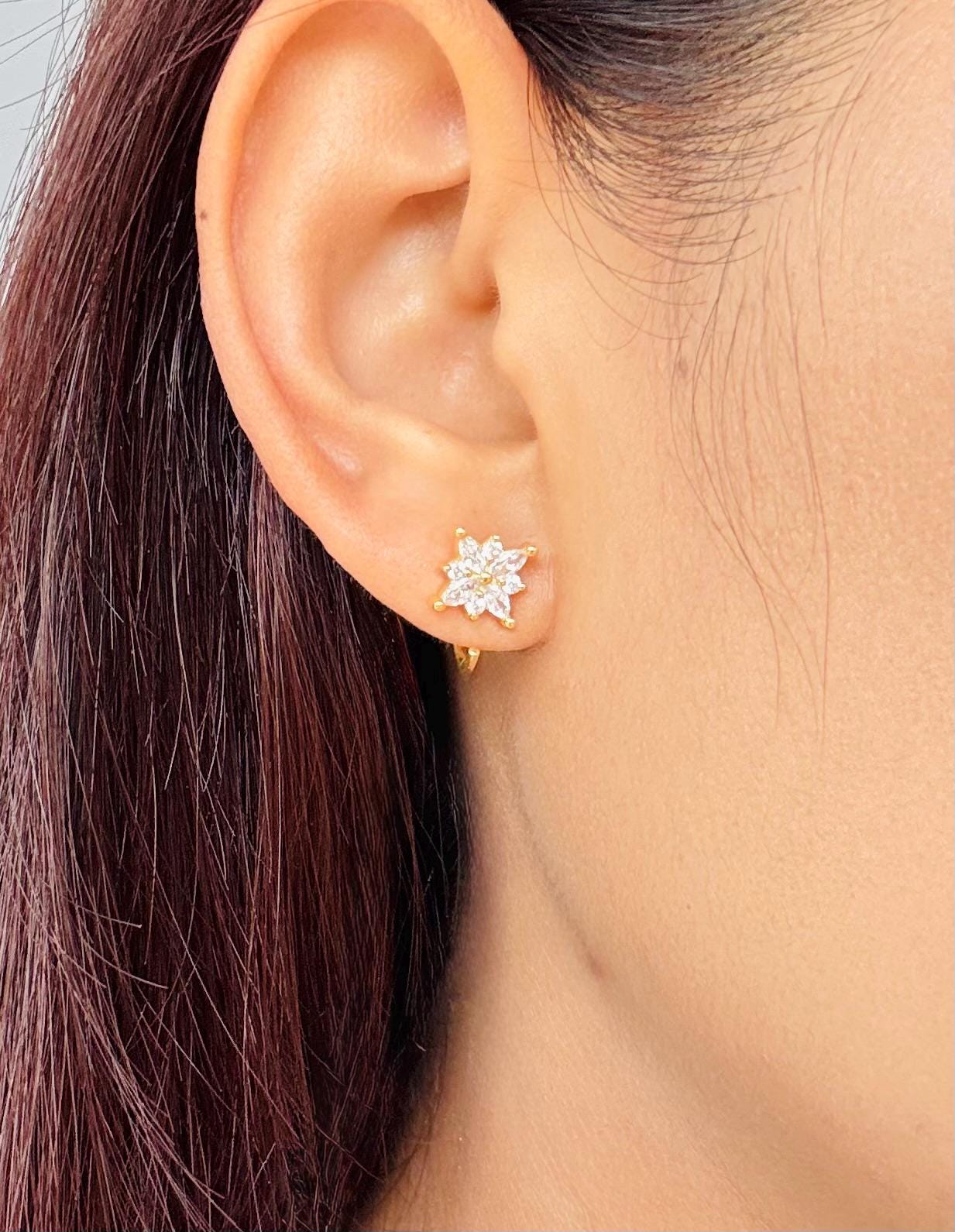 Sparkle Open Huggies Earrings 18K Gold Crystal Sparkle Hoop Earrings Silver Sparkly Hoop Earrings Elegant Sparkle Huggies