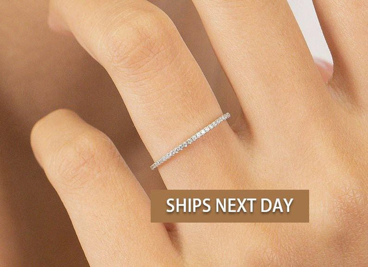 Micro Pave Diamond Wedding Band, 18K Gold Full Eternity Stackable Ring, Diamond Wedding Ring, Anniversary Gifts, Christmas Jewelry Gift