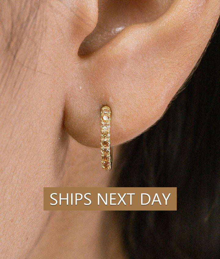 Citrine Hope Earrings, November Birthstone Gift, Huggie Hope Earrings for Women, Citrine Earrings Gift for Her