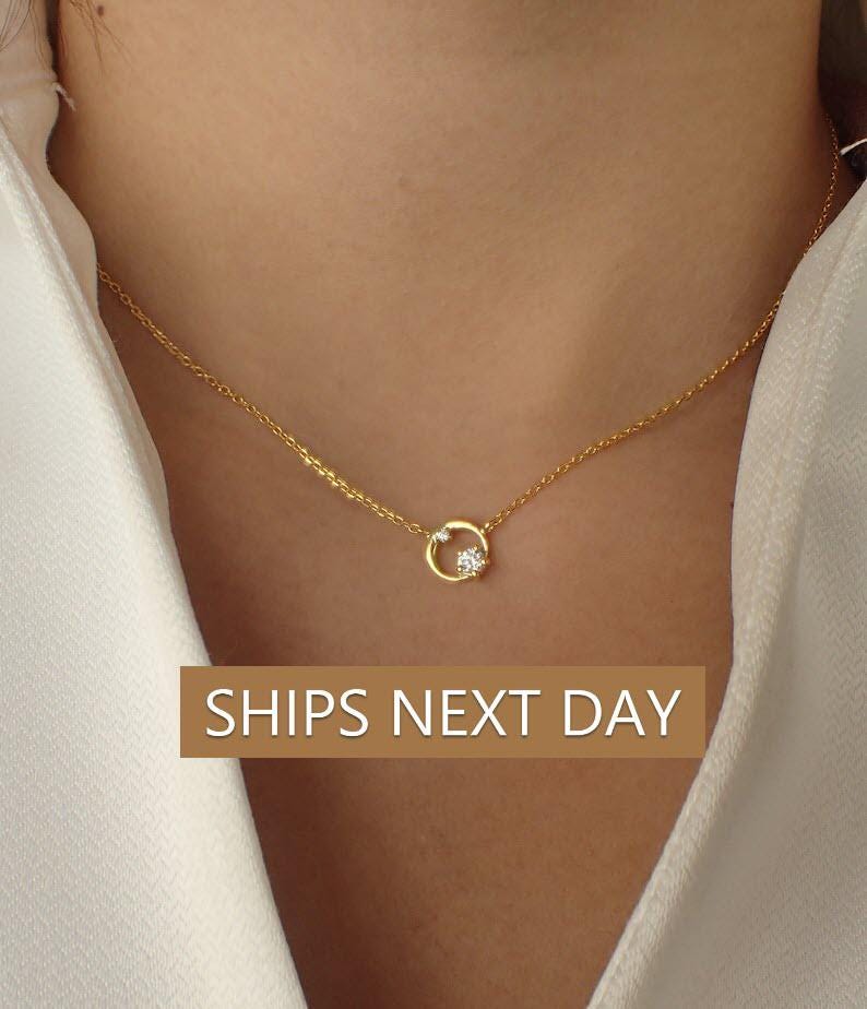 Karma Necklace / Diamond Circle Necklace / Cluster Necklace / Minimalist Necklace / Layering Necklace / Valentine's Day Gift