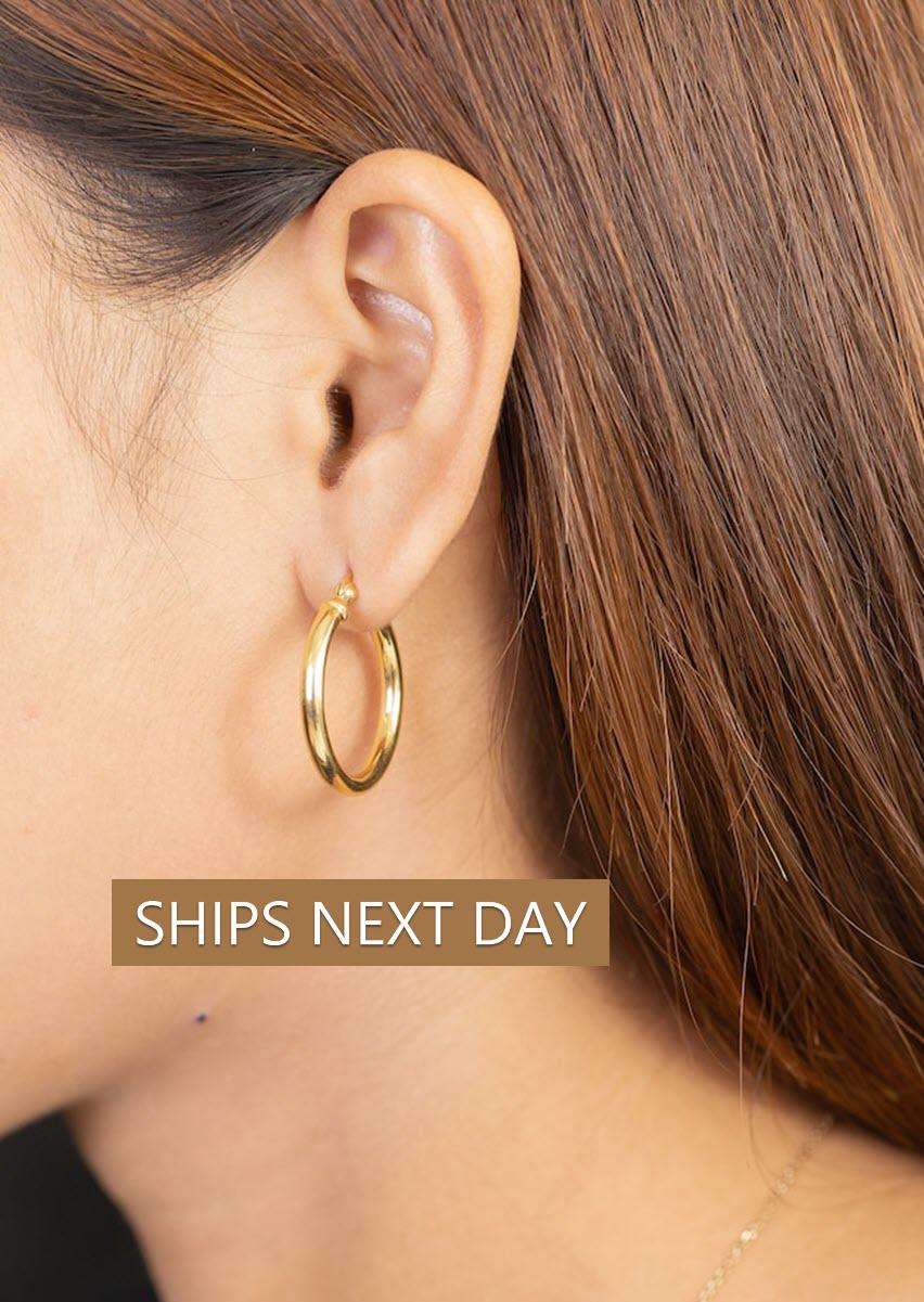 20 MM Thick Hoop Earrings, Minimalist Chunky Hoops, Thick Earring for Women, Plain Bold Hoops